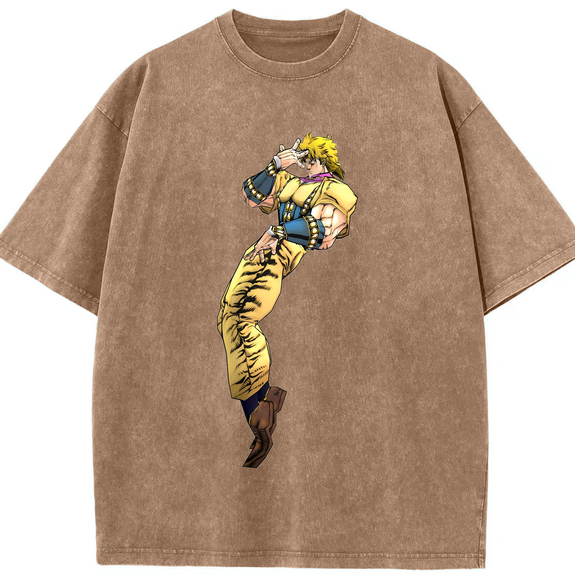 （画像用） ジョジョの奇妙な冒険 ディオ?ブランドー JoJo's Bizarre Adventure Dio Brando 綿100% ヴィンテージ風 半袖Tシャツ（フロントプリント）