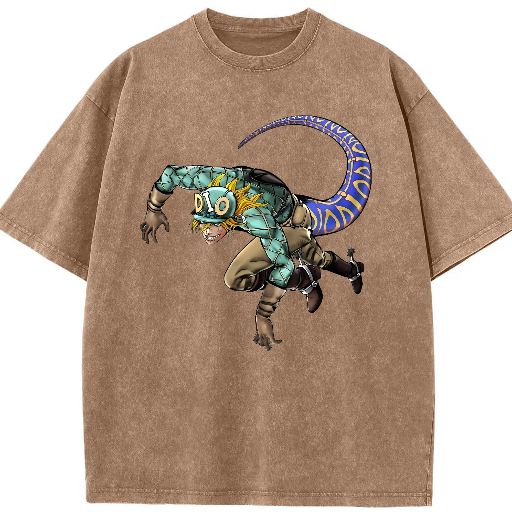 （画像用） ジョジョの奇妙な冒険 ディオ?ブランドー JoJo's Bizarre Adventure Dio Brando 綿100% ヴィンテージ風 半袖Tシャツ（フロントプリント）