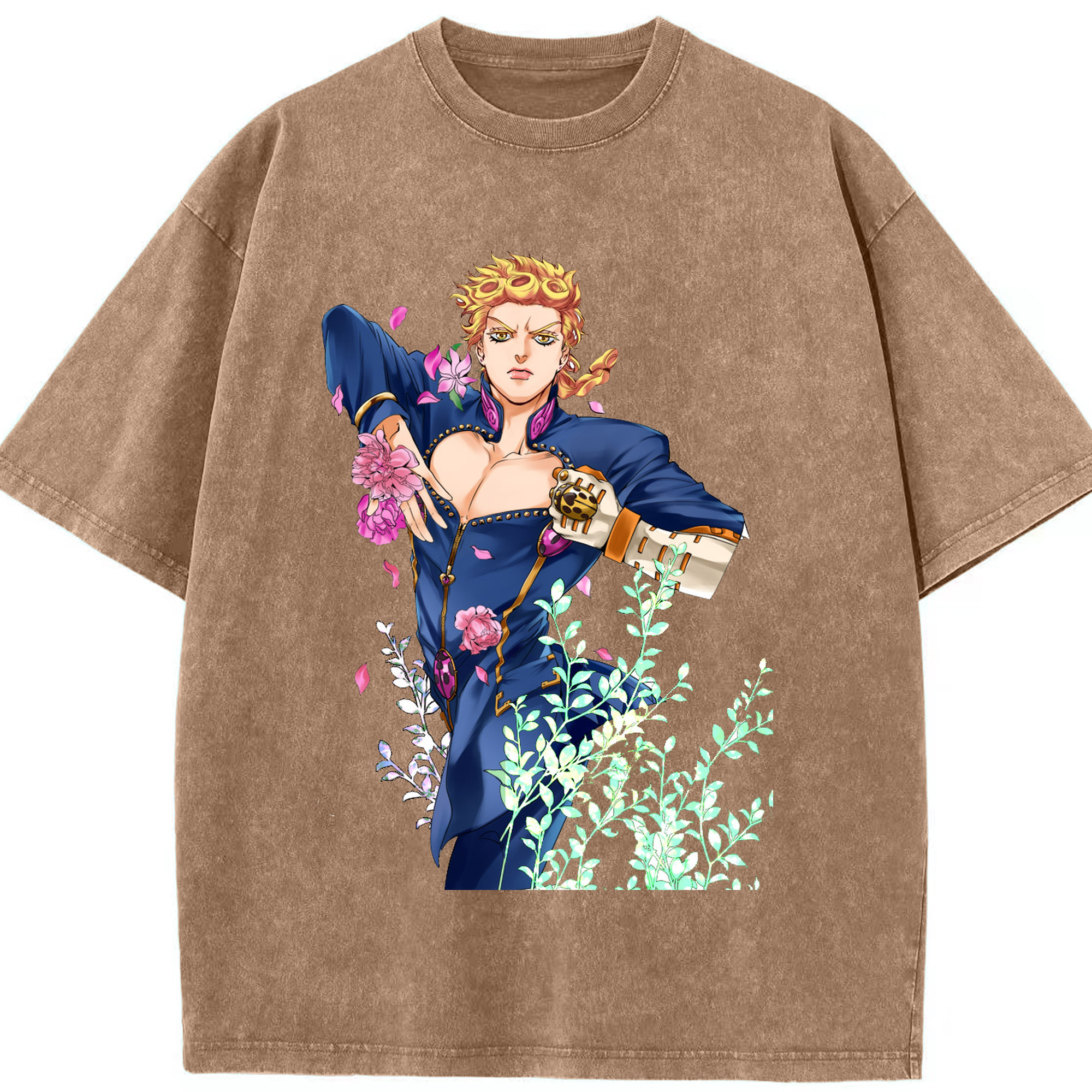 （画像用） ジョジョの奇妙な冒険 ジョルノ?ジョバァーナ JoJo's Bizarre Adventure Giorno Giovanna 綿100% ヴィンテージ風 半袖Tシャツ（フロントプリント）