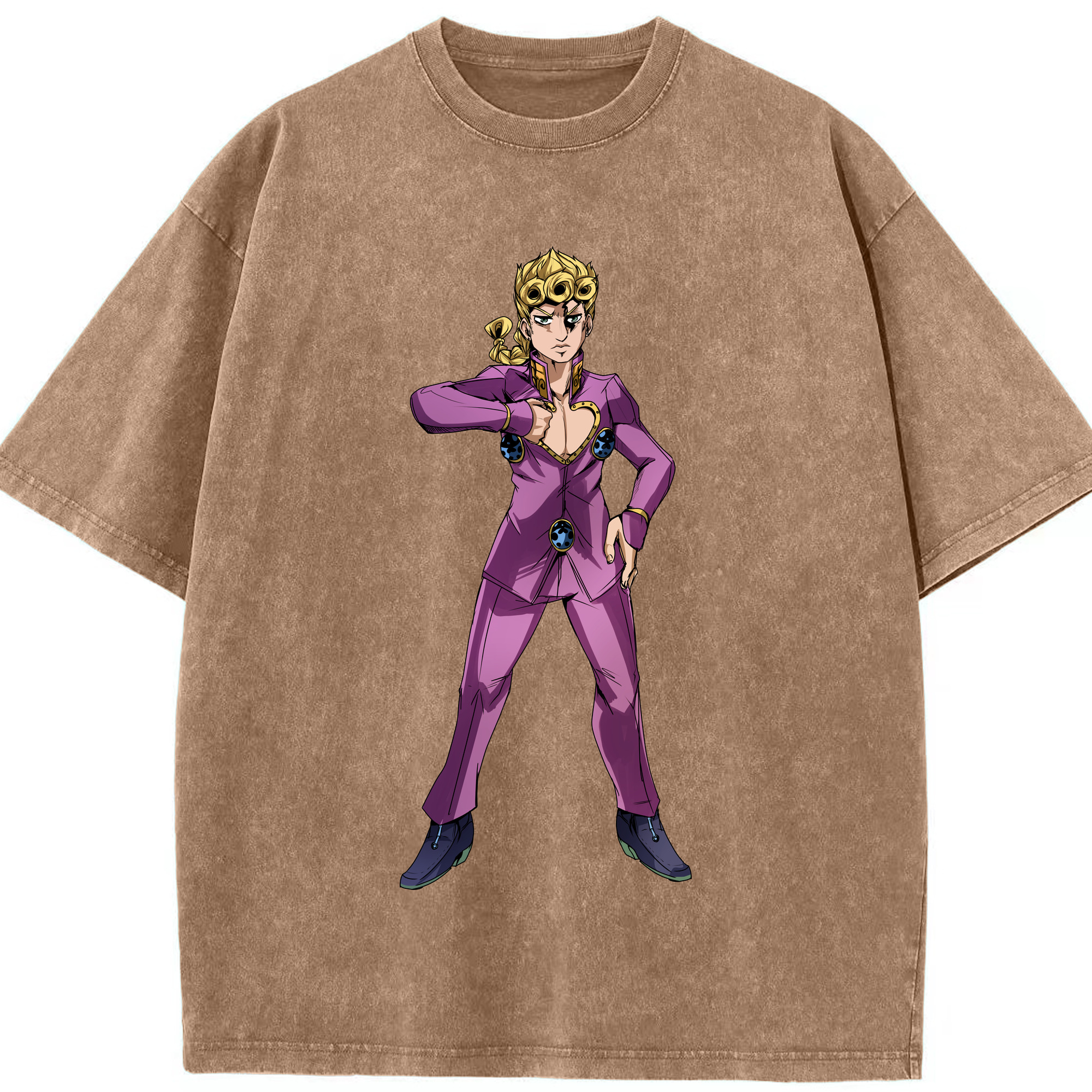 （画像用） ジョジョの奇妙な冒険 ジョルノ?ジョバァーナ JoJo's Bizarre Adventure Giorno Giovanna 綿100% ヴィンテージ風 半袖Tシャツ（フロントプリント）