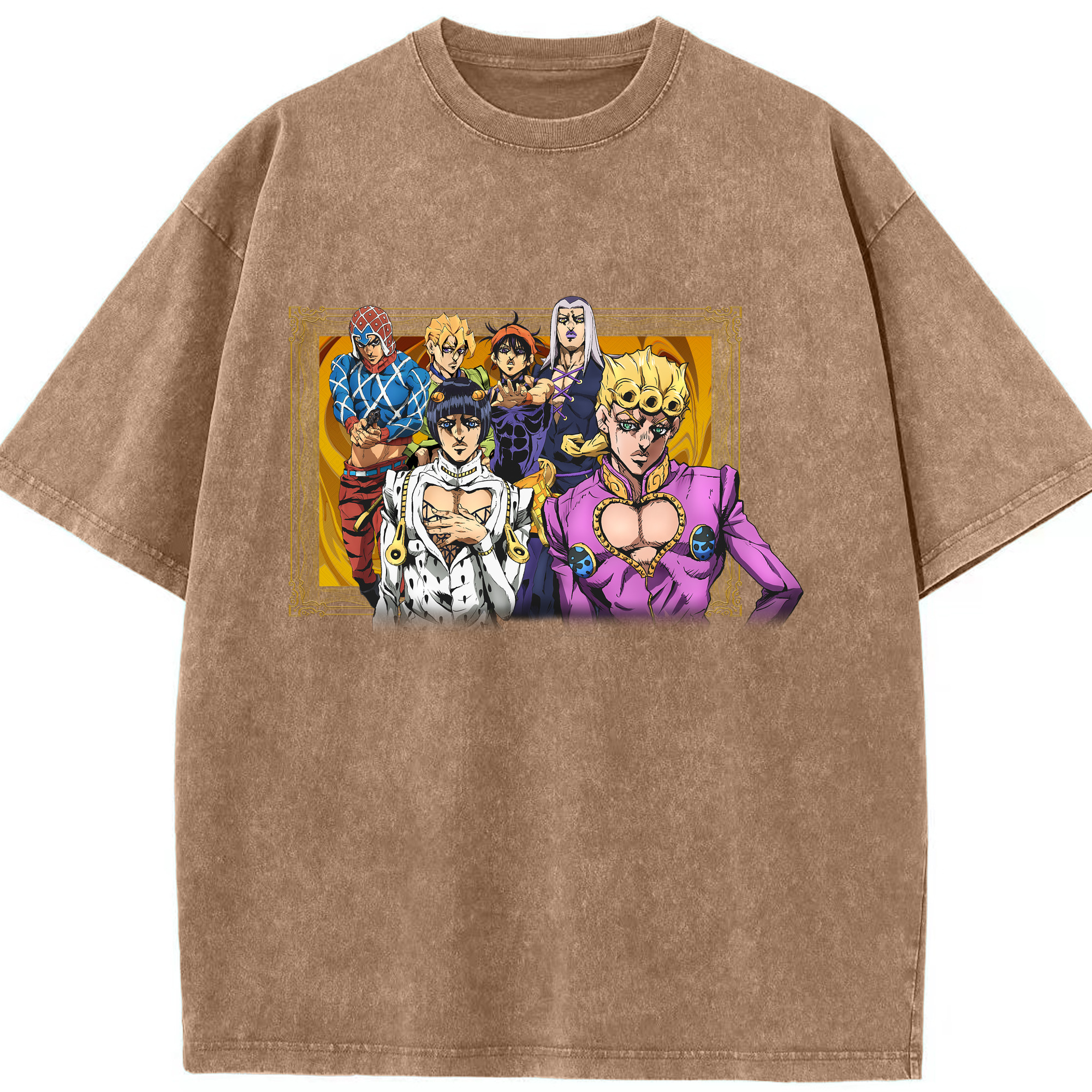 （画像用） ジョジョの奇妙な冒険 ジョルノ?ジョバァーナ JoJo's Bizarre Adventure Giorno Giovanna 綿100% ヴィンテージ風 半袖Tシャツ（フロントプリント）