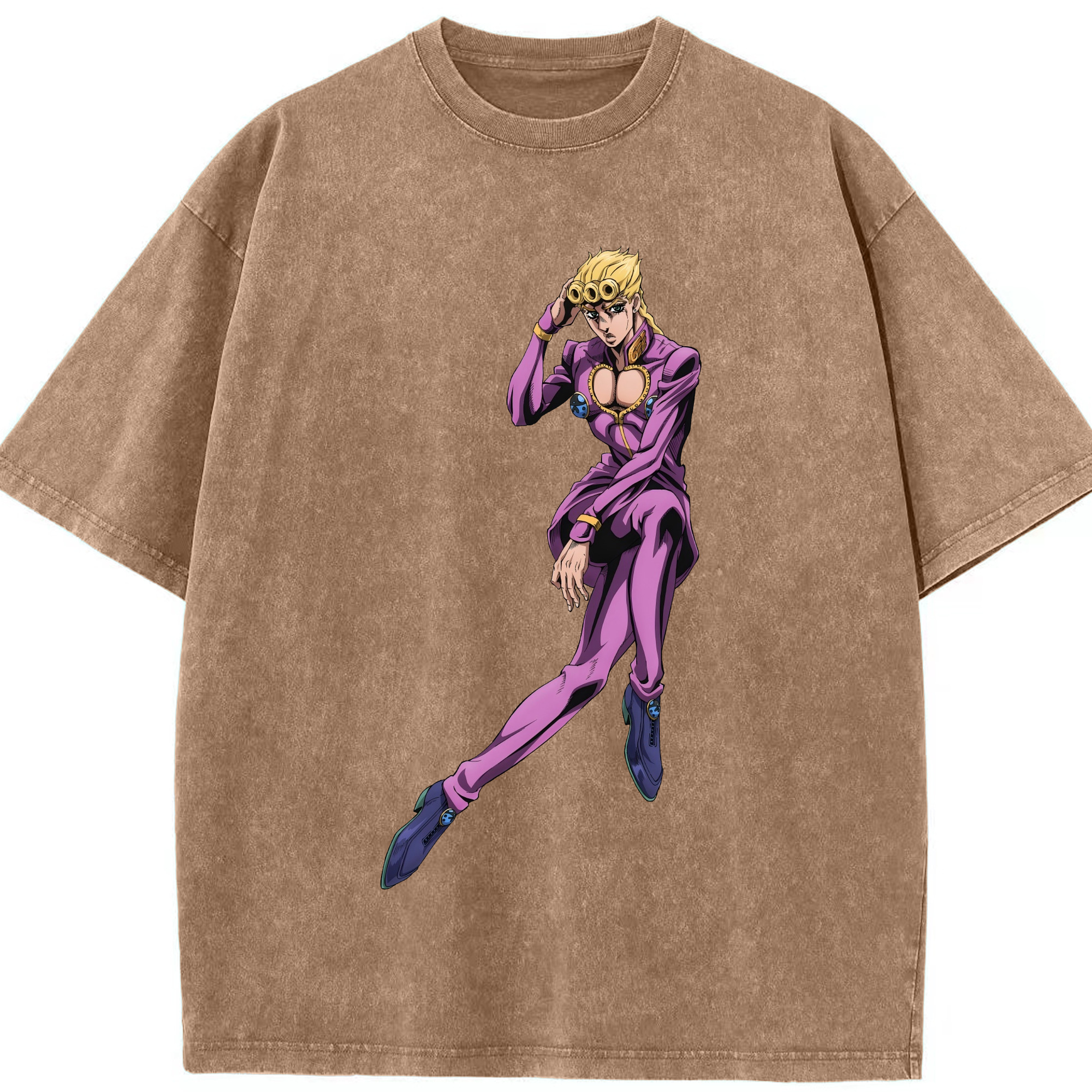 （画像用） ジョジョの奇妙な冒険 ジョルノ?ジョバァーナ JoJo's Bizarre Adventure Giorno Giovanna 綿100% ヴィンテージ風 半袖Tシャツ（フロントプリント）