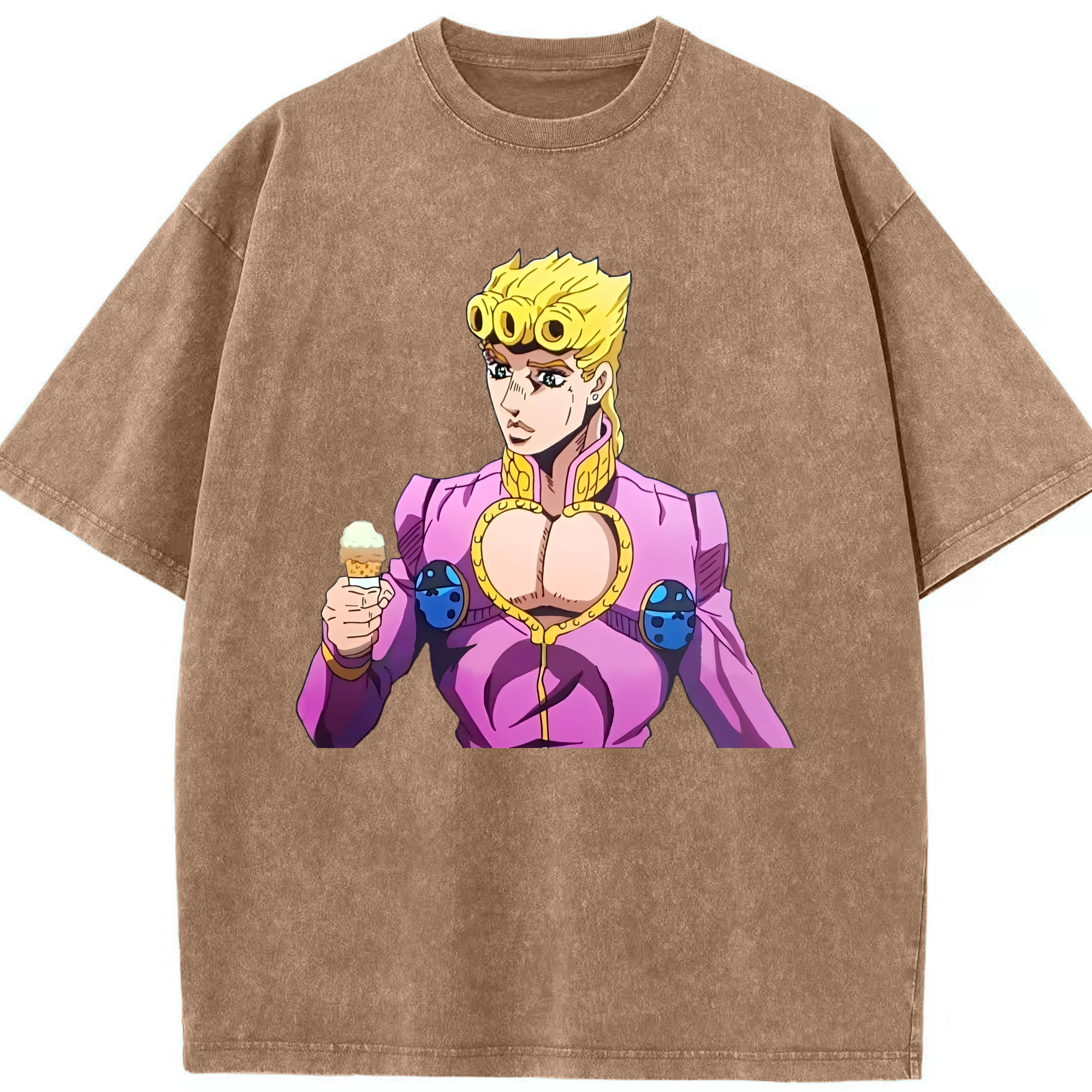 （画像用） ジョジョの奇妙な冒険 ジョルノ?ジョバァーナ JoJo's Bizarre Adventure Giorno Giovanna 綿100% ヴィンテージ風 半袖Tシャツ（フロントプリント）