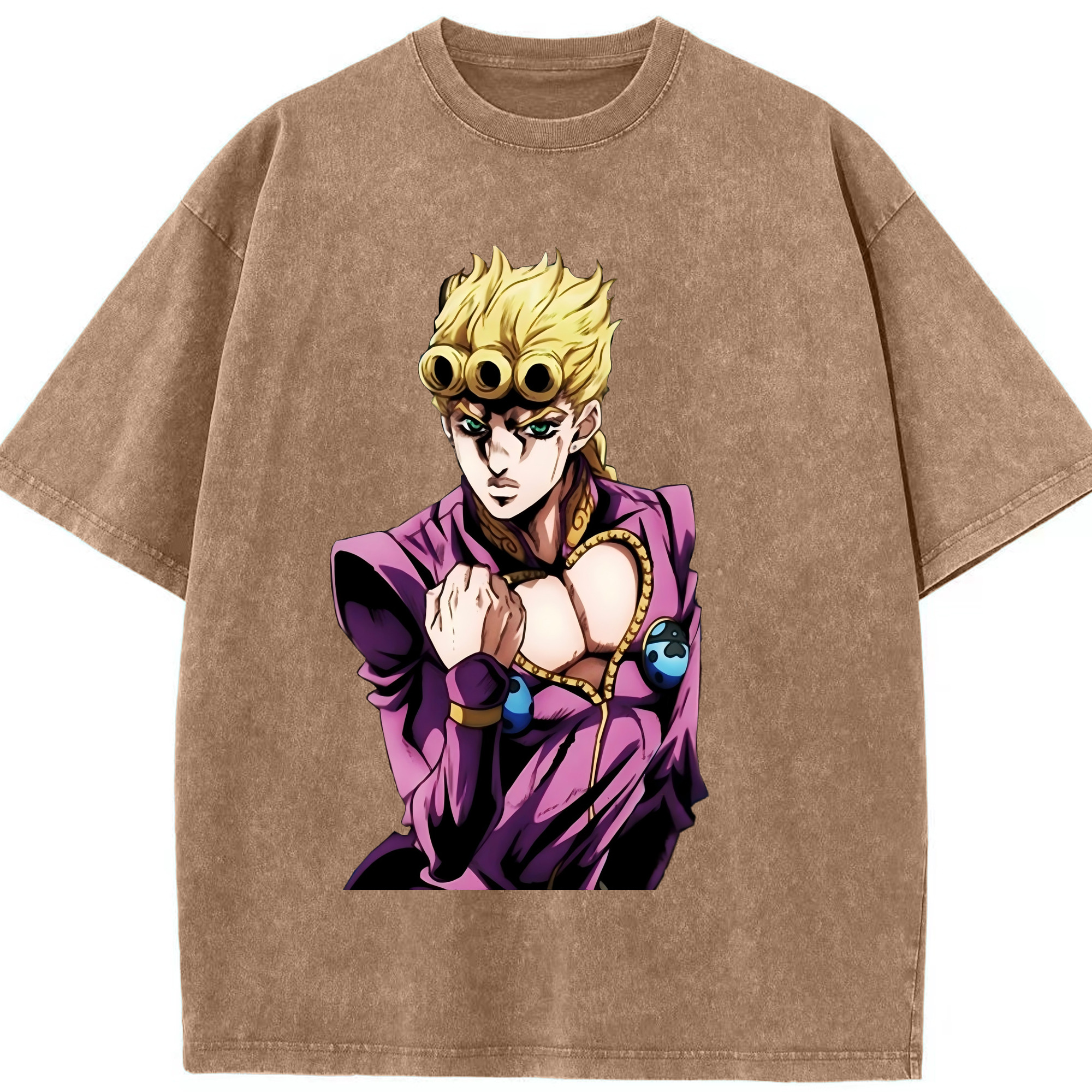 （画像用） ジョジョの奇妙な冒険 ジョルノ?ジョバァーナ JoJo's Bizarre Adventure Giorno Giovanna 綿100% ヴィンテージ風 半袖Tシャツ（フロントプリント）