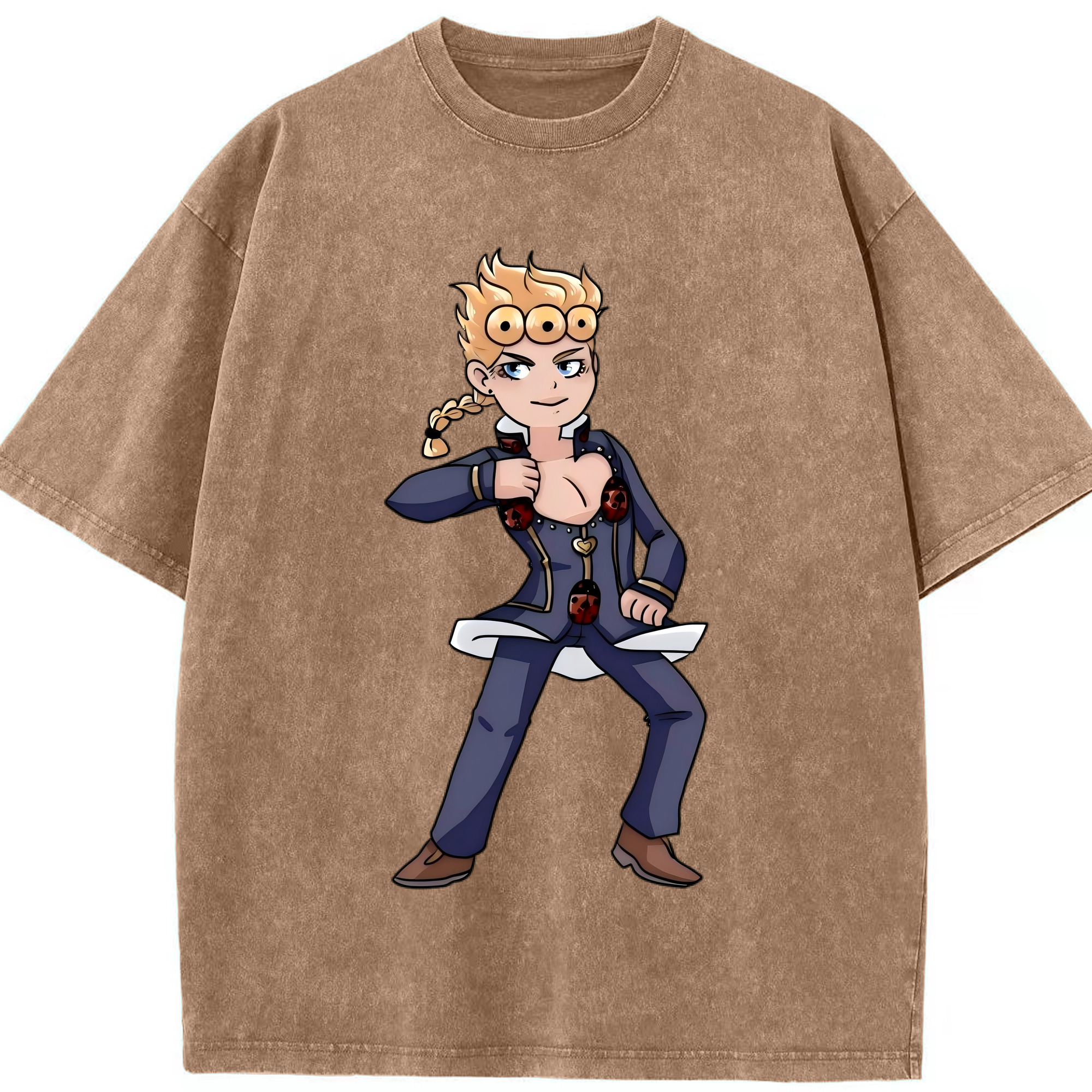 （画像用） ジョジョの奇妙な冒険 ジョルノ?ジョバァーナ JoJo's Bizarre Adventure Giorno Giovanna 綿100% ヴィンテージ風 半袖Tシャツ（フロントプリント）
