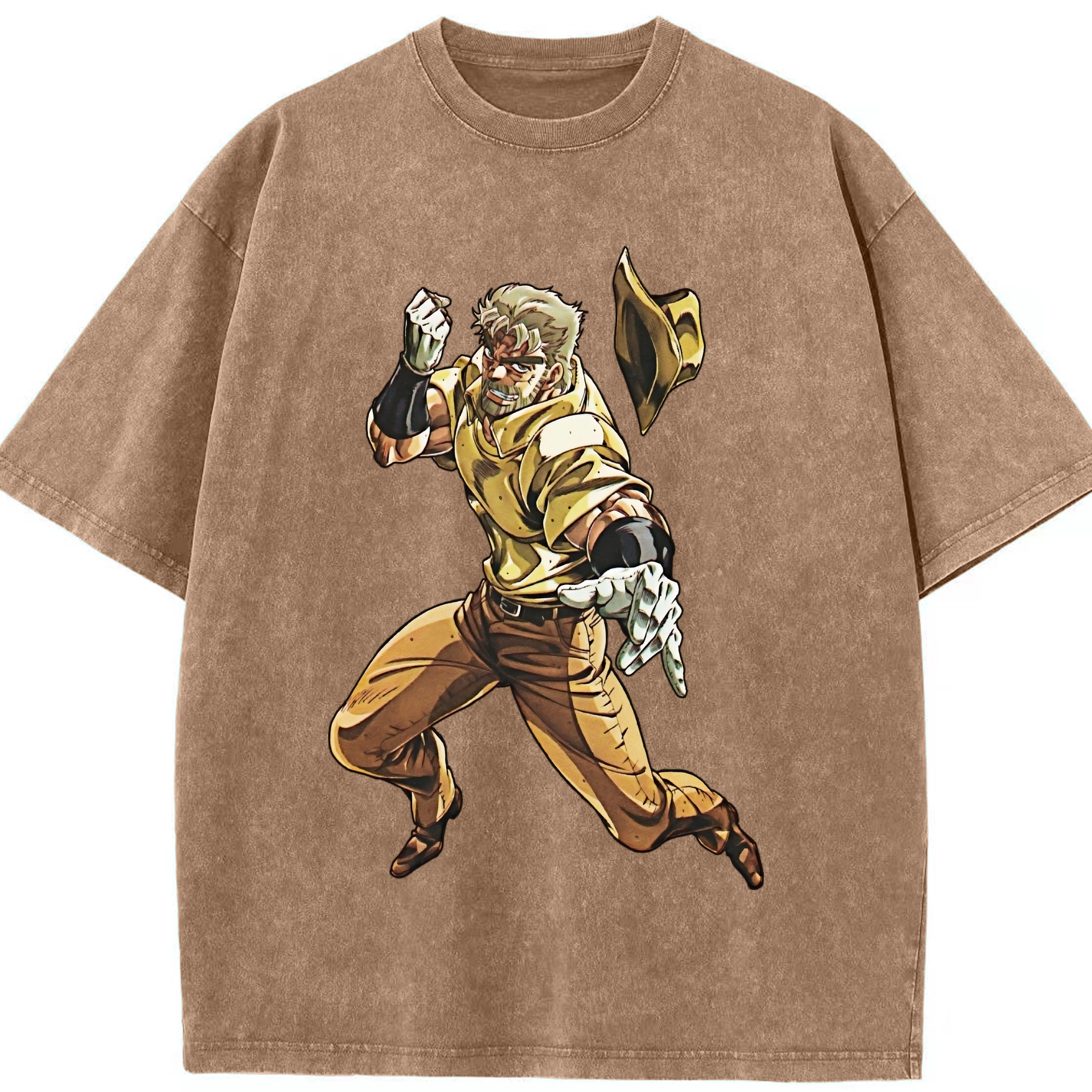 （画像用） ジョジョの奇妙な冒険 ジョセフ?ジョースター JoJo's Bizarre Adventure Joseph Joestar 綿100% ヴィンテージ風 半袖Tシャツ（フロントプリント）