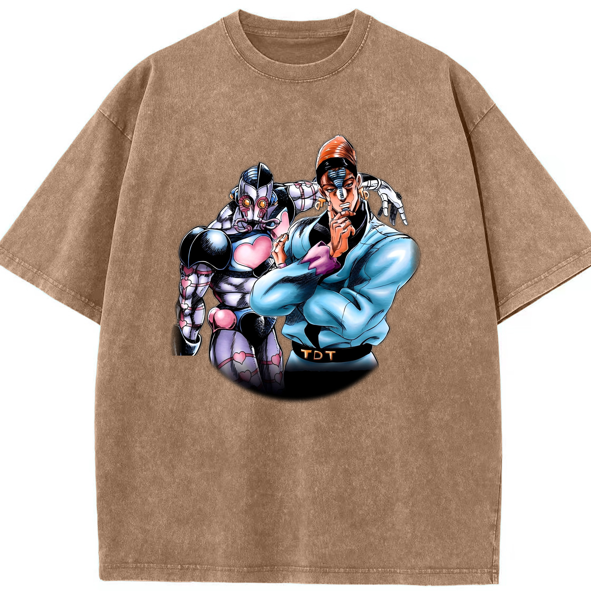 （画像用） ジョジョの奇妙な冒険 ひがしかた じょうすけ JoJo's Bizarre Adventure Higashikata Josuke 綿100% ヴィンテージ風 半袖Tシャツ（フロントプリント）