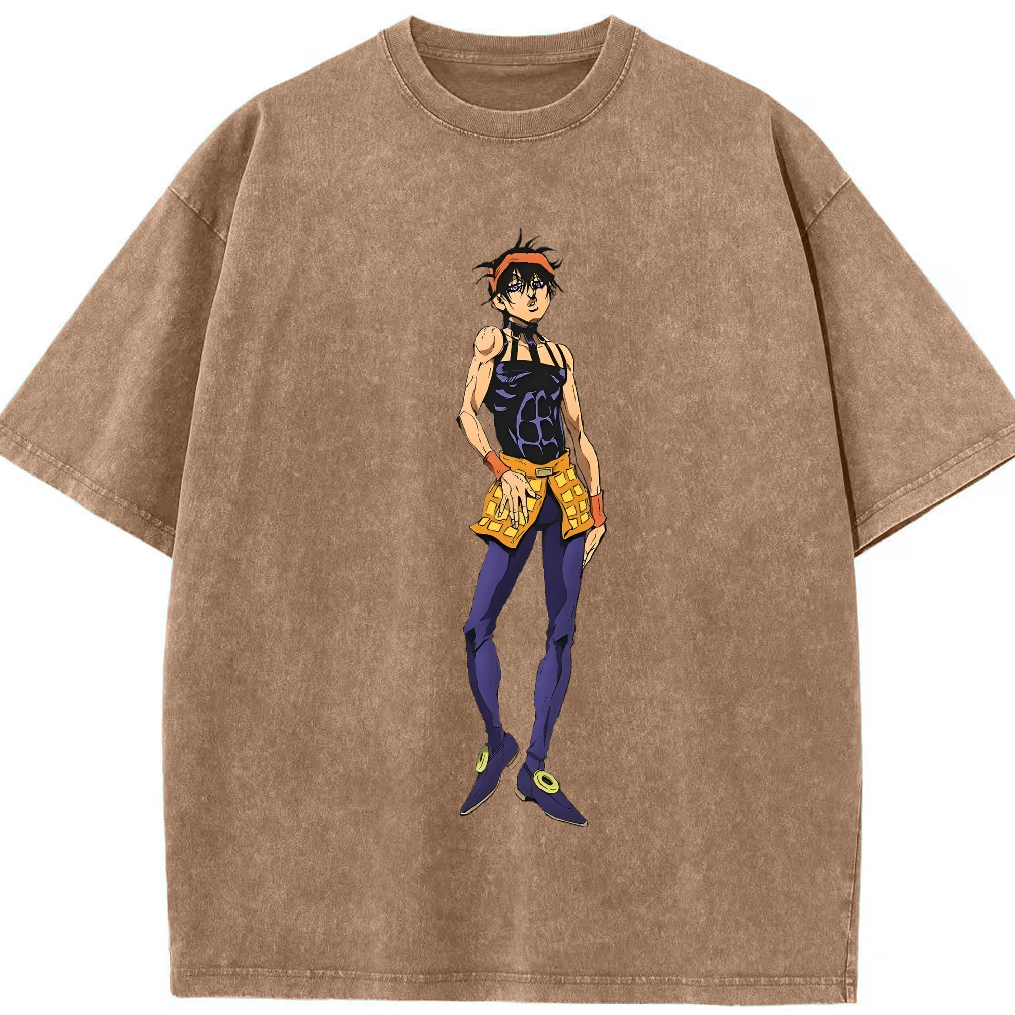 （画像用） ジョジョの奇妙な冒険 ナランチャ?ギルガ JoJo's Bizarre Adventure Narancia Ghirga 綿100% ヴィンテージ風 半袖Tシャツ（フロントプリント）