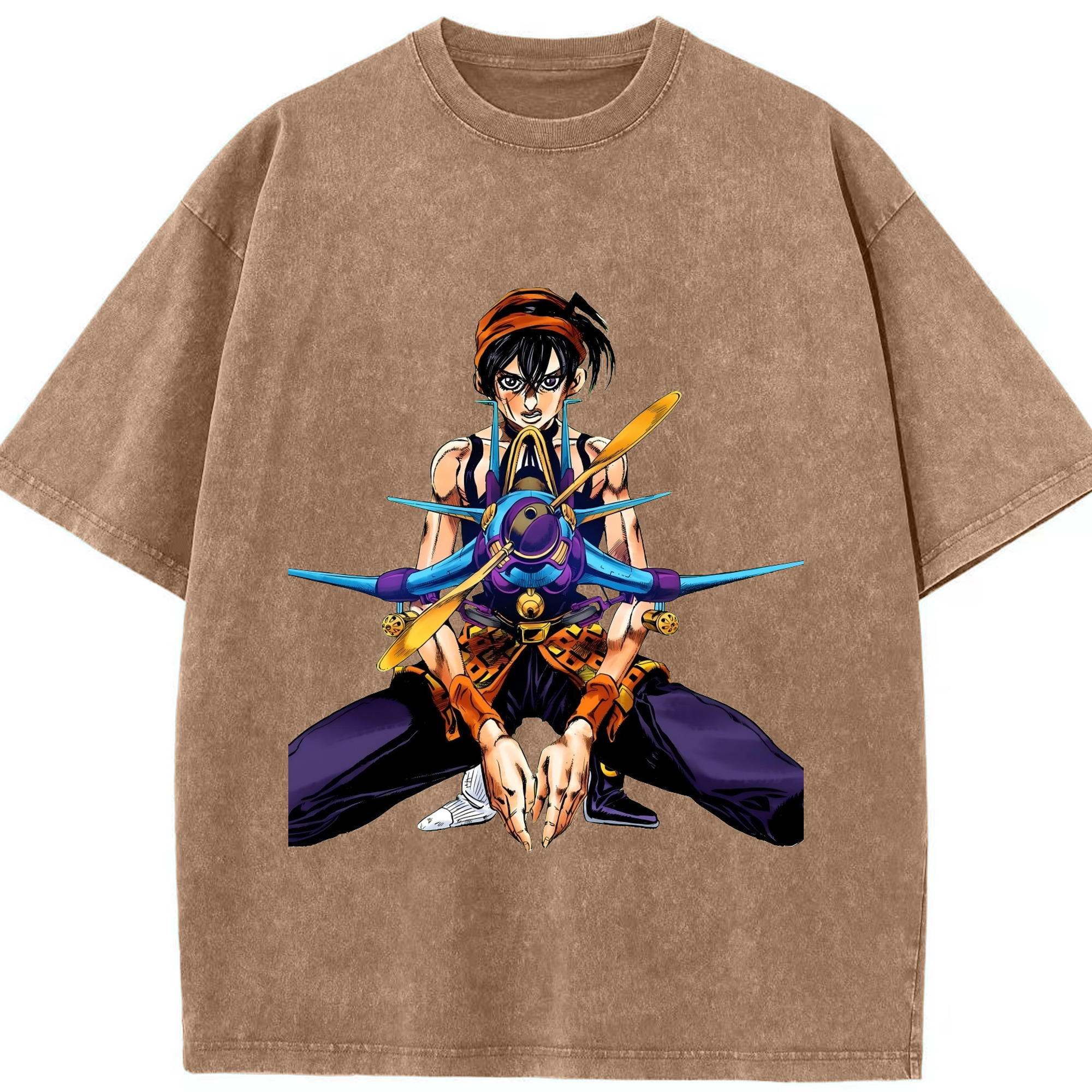 （画像用） ジョジョの奇妙な冒険 ナランチャ?ギルガ JoJo's Bizarre Adventure Narancia Ghirga 綿100% ヴィンテージ風 半袖Tシャツ（フロントプリント）