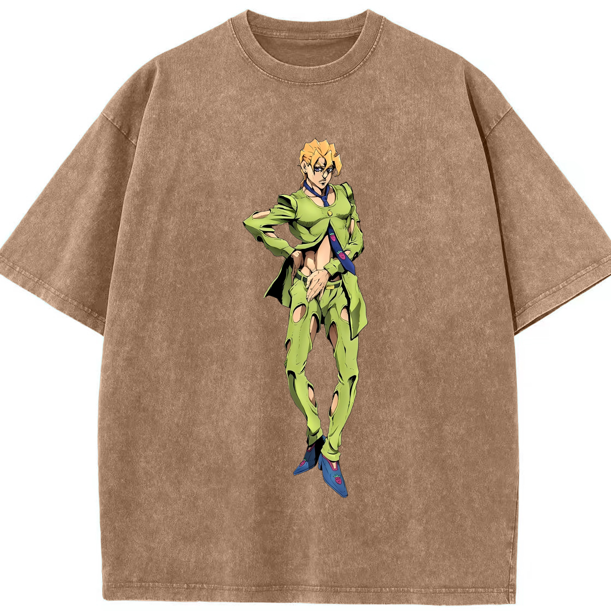 （画像用） ジョジョの奇妙な冒険 パンナコッタ?フー JoJo's Bizarre Adventure Pannacotta Fugo 綿100% ヴィンテージ風 半袖Tシャツ（フロントプリント）
