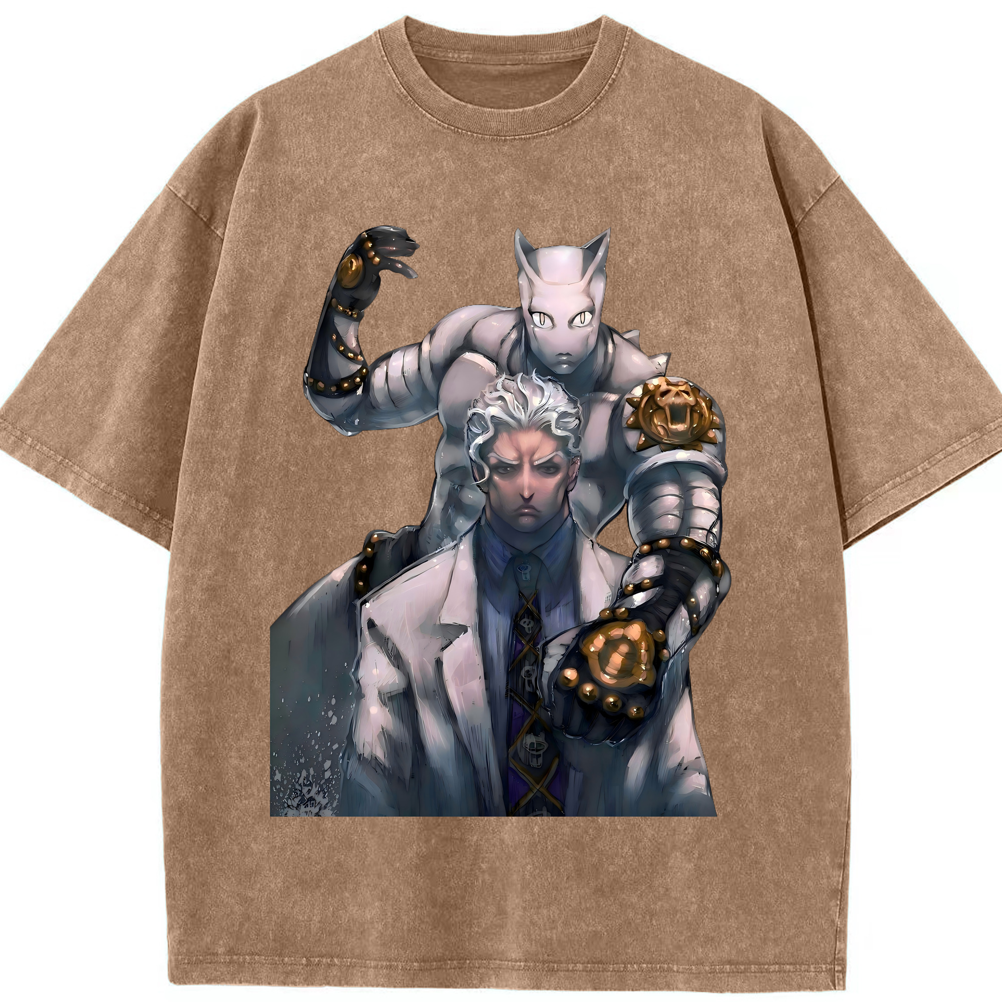 （画像用） ジョジョの奇妙な冒険 きら よしかげ JoJo's Bizarre Adventure Kira Yoshikage 綿100% ヴィンテージ風 半袖Tシャツ（フロントプリント）