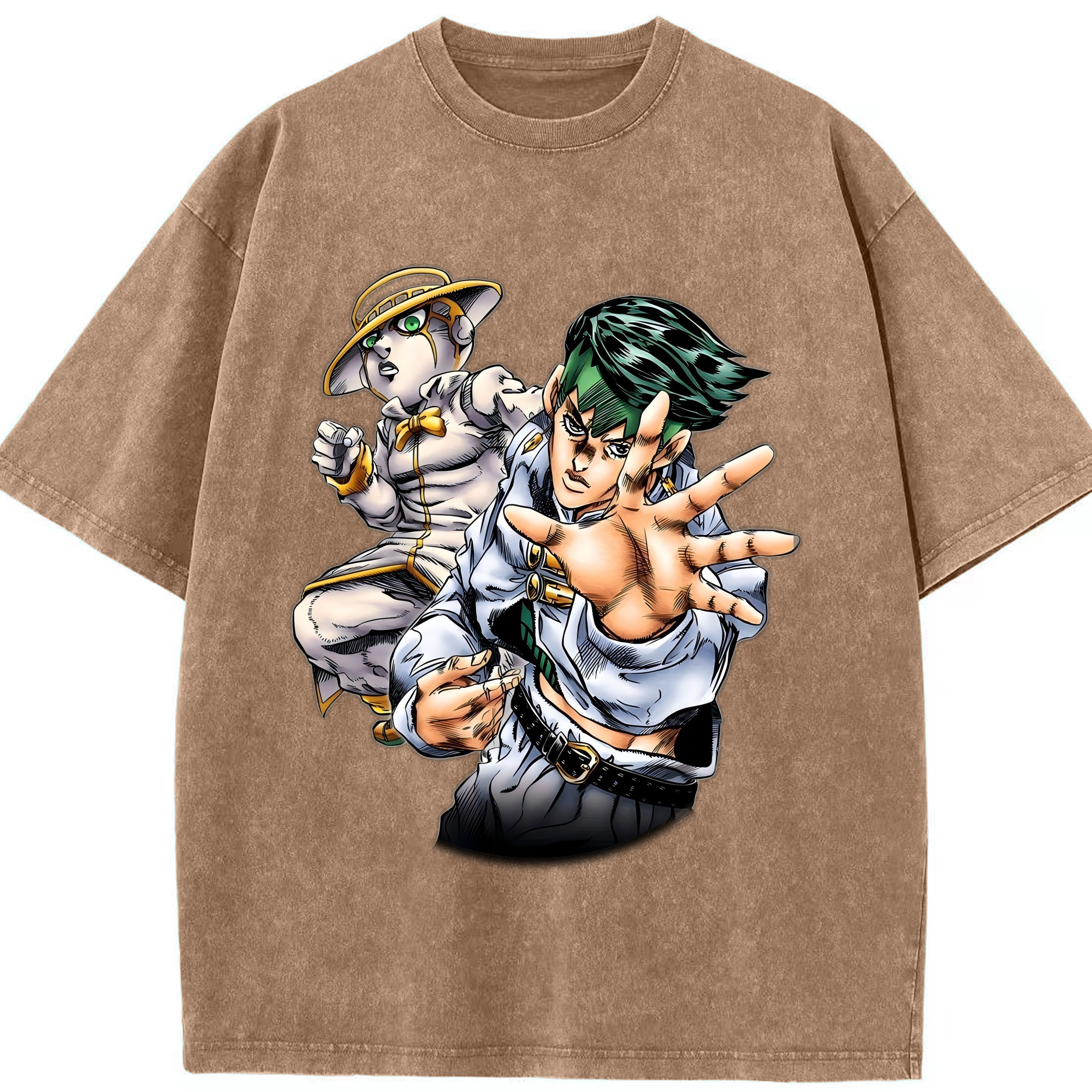 （画像用） ジョジョの奇妙な冒険 岸辺 露伴（きしべ ろはん） JoJo's Bizarre Adventure Rohan Kishibe 綿100% ヴィンテージ風 半袖Tシャツ（フロントプリント）