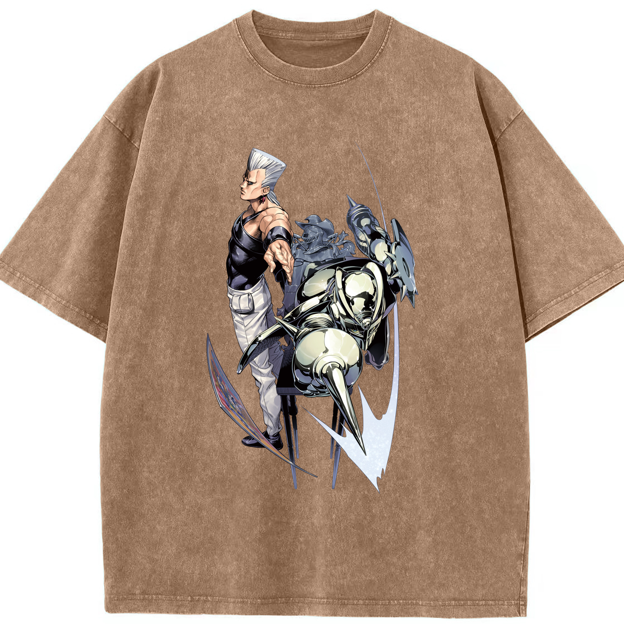 （画像用） ジョジョの奇妙な冒険 ジャン＝ピエール?ポルナレフ JoJo's Bizarre Adventure Jan Pierre Polnareff 綿100% ヴィンテージ風 半袖Tシャツ（フロントプリント）