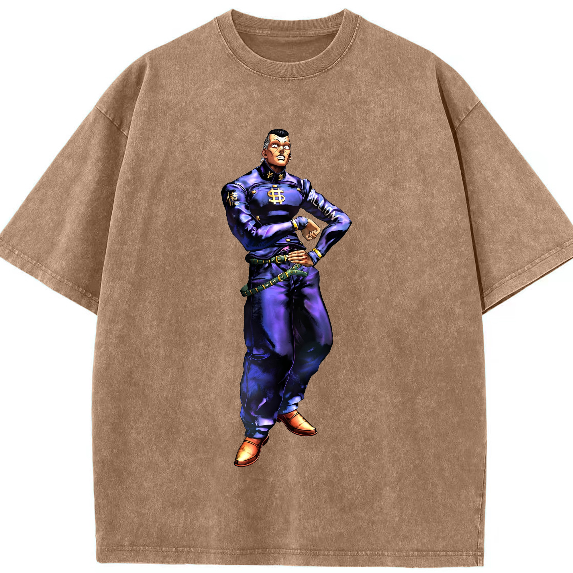 （画像用） ジョジョの奇妙な冒険 虹村億泰 にじむら おくやす JoJo's Bizarre Adventure Nijimura Okuyasu 綿100% ヴィンテージ風 半袖Tシャツ（フロントプリント）