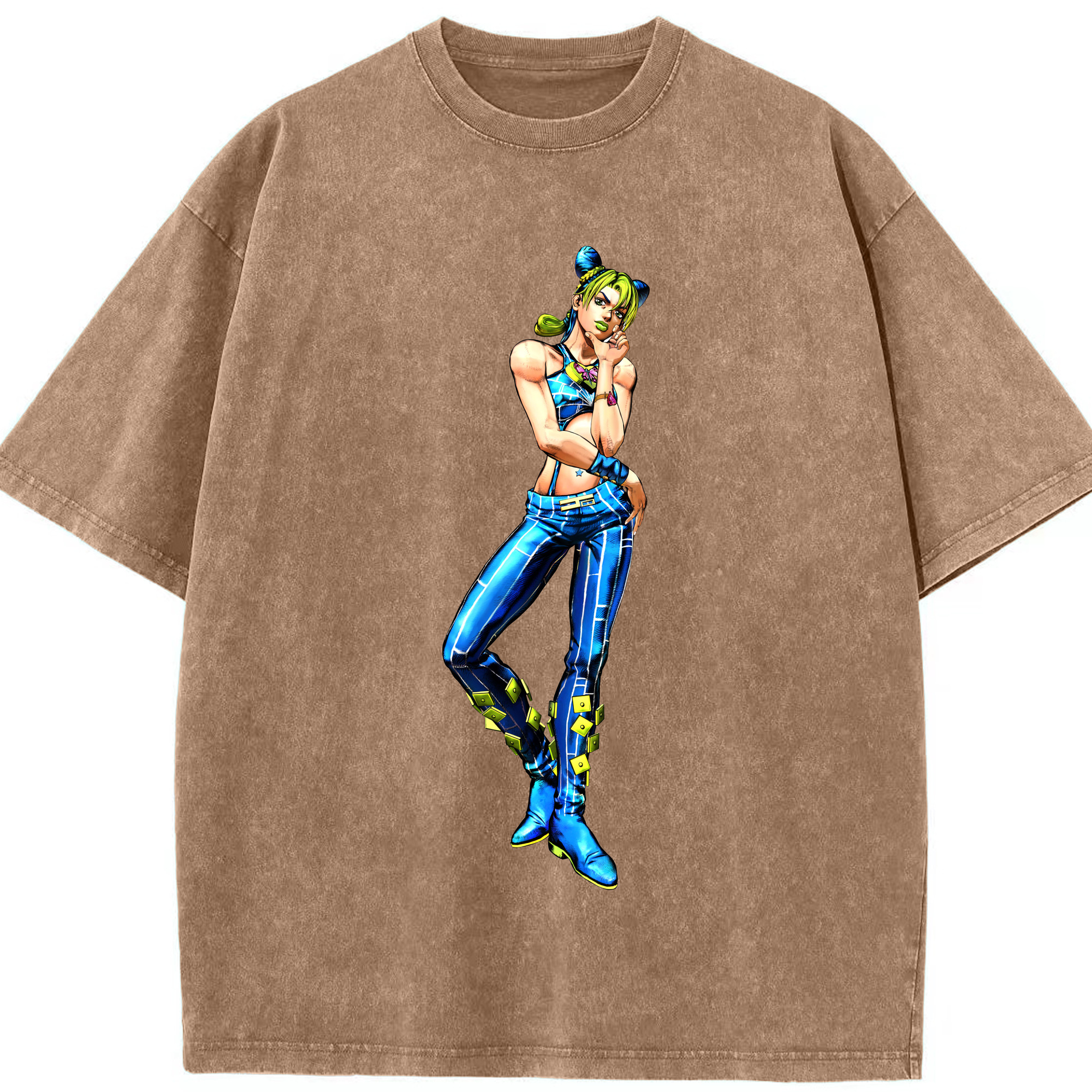 （画像用） "ジョジョの奇妙な冒険 くうじょう ジョリーン JoJo's Bizarre Adventure Jolyne Cujoh " 綿100% ヴィンテージ風 半袖Tシャツ（フロントプリント）