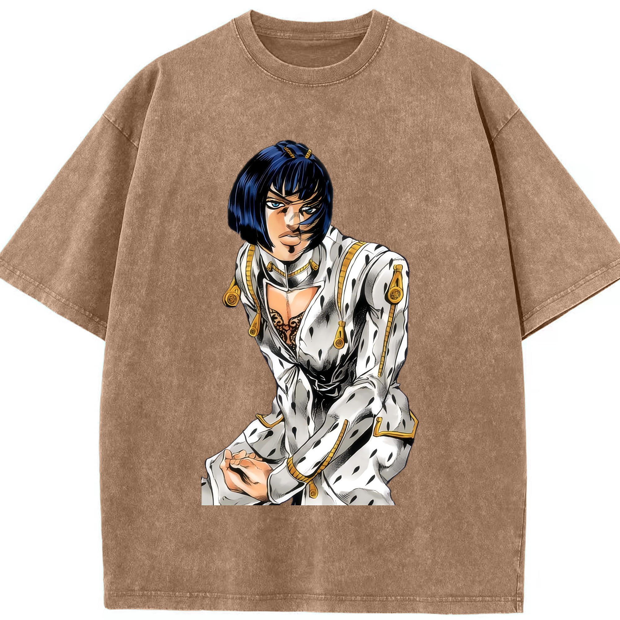 （画像用） ジョジョの奇妙な冒険 ブローノ?ブチャラティ JoJo's Bizarre Adventure Bruno Bucciarati 綿100% ヴィンテージ風 半袖Tシャツ（フロントプリント）