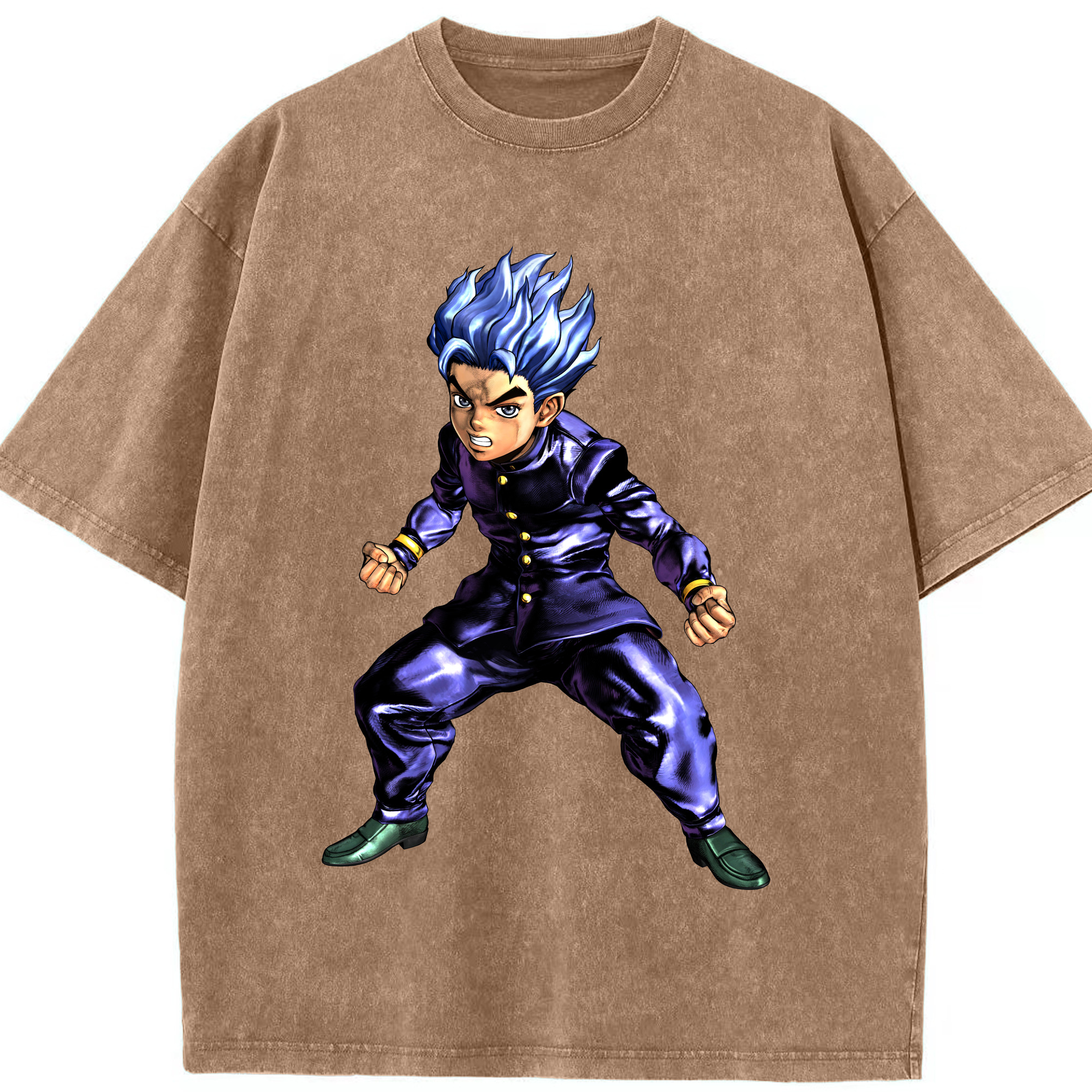（画像用） ジョジョの奇妙な冒険 広瀨康一 JoJo's Bizarre Adventure Hirose Koichi 綿100% ヴィンテージ風 半袖Tシャツ（フロントプリント）