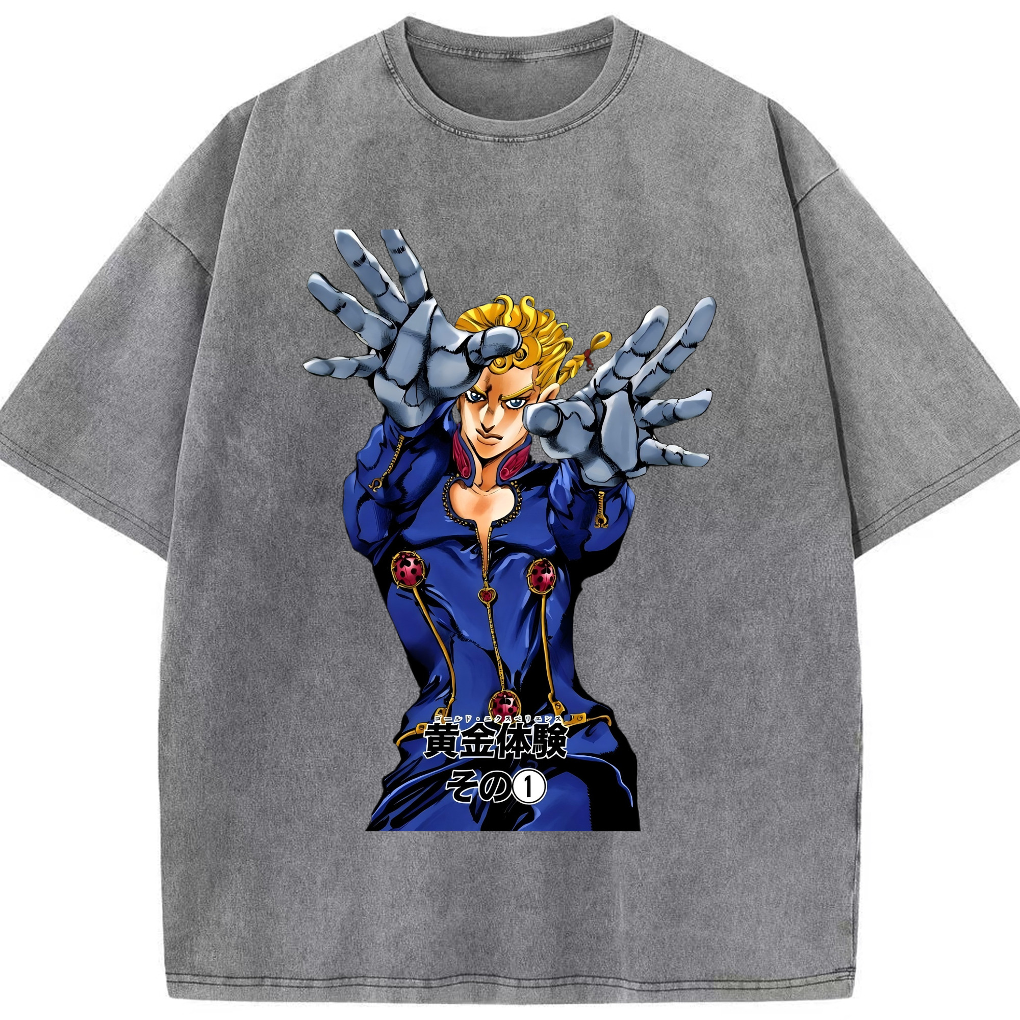 （画像用） ジョジョの奇妙な冒険 ジョルノ?ジョバァーナ JoJo's Bizarre Adventure Giorno Giovanna 綿100% ヴィンテージ風 半袖Tシャツ（フロントプリント）