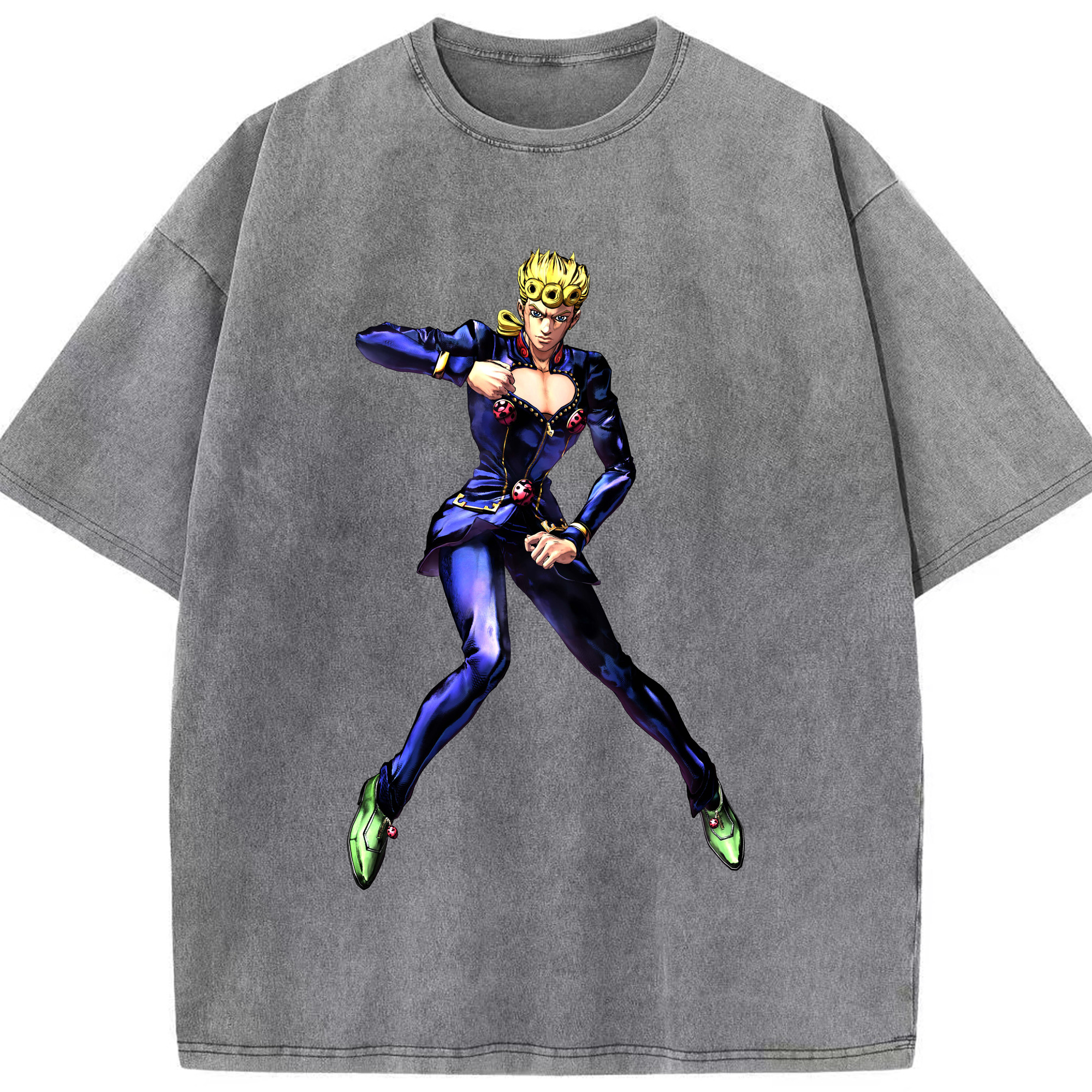 （画像用） ジョジョの奇妙な冒険 ジョルノ?ジョバァーナ JoJo's Bizarre Adventure Giorno Giovanna 綿100% ヴィンテージ風 半袖Tシャツ（フロントプリント）