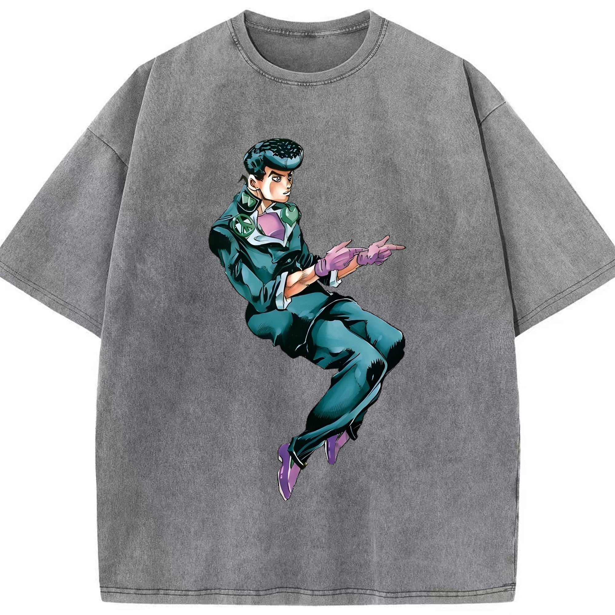 （画像用） ジョジョの奇妙な冒険 ひがしかた じょうすけ JoJo's Bizarre Adventure Higashikata Josuke 綿100% ヴィンテージ風 半袖Tシャツ（フロントプリント）