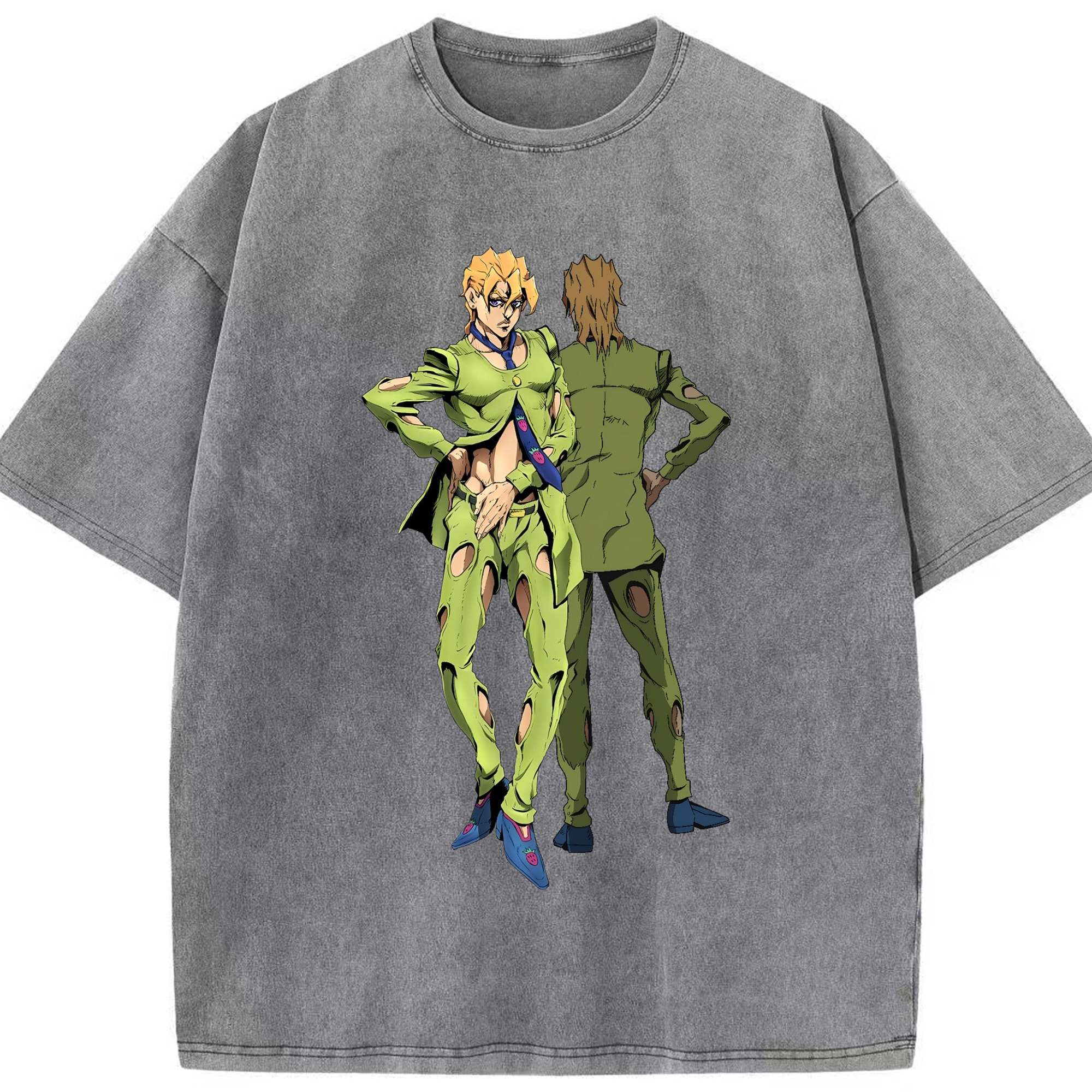 （画像用） ジョジョの奇妙な冒険 パンナコッタ?フー JoJo's Bizarre Adventure Pannacotta Fugo 綿100% ヴィンテージ風 半袖Tシャツ（フロントプリント）