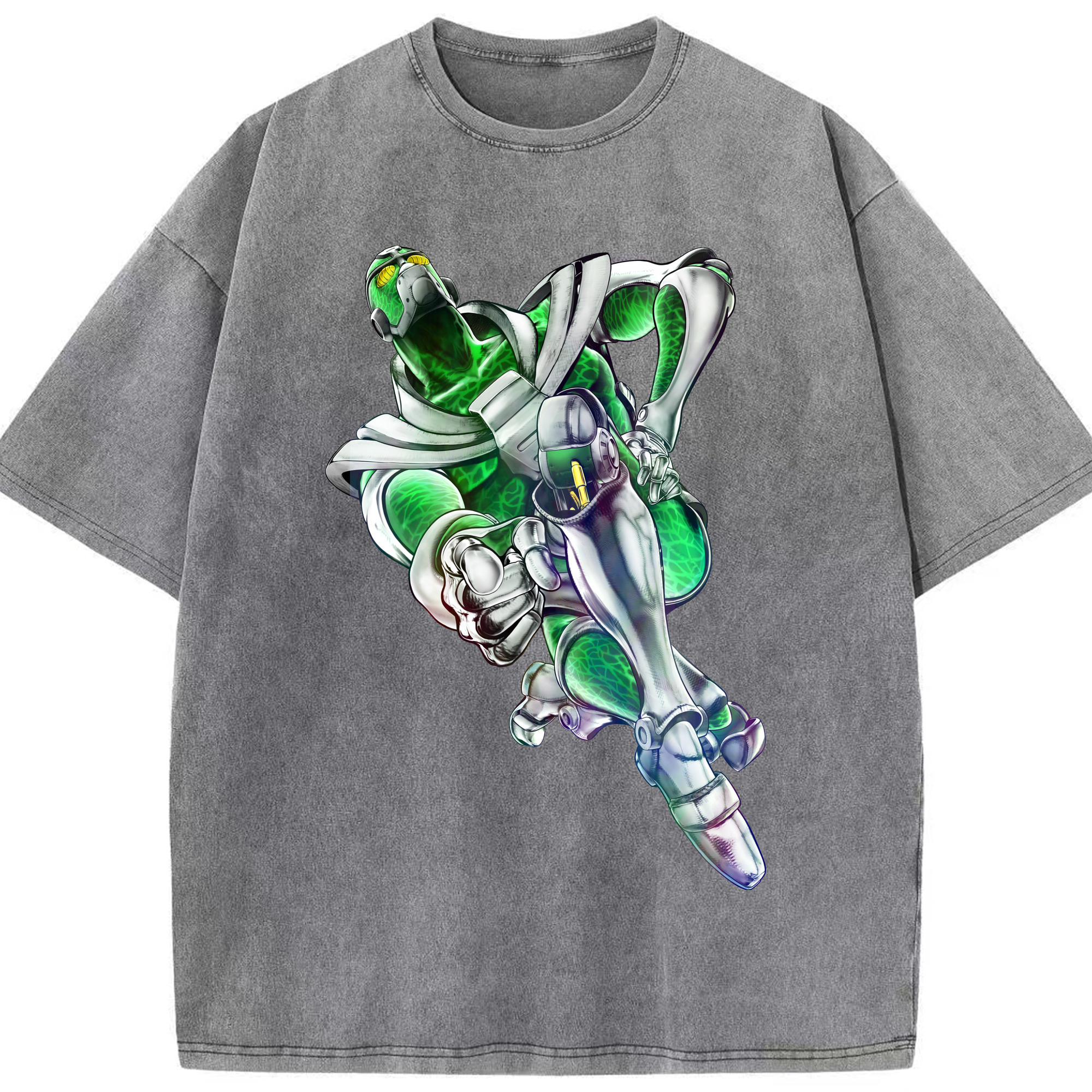 （画像用） ジョジョの奇妙な冒険 花京院 典明（かきょういん のりあき） JoJo's Bizarre Adventure Kakyoin Noriaki 綿100% ヴィンテージ風 半袖Tシャツ（フロントプリント）