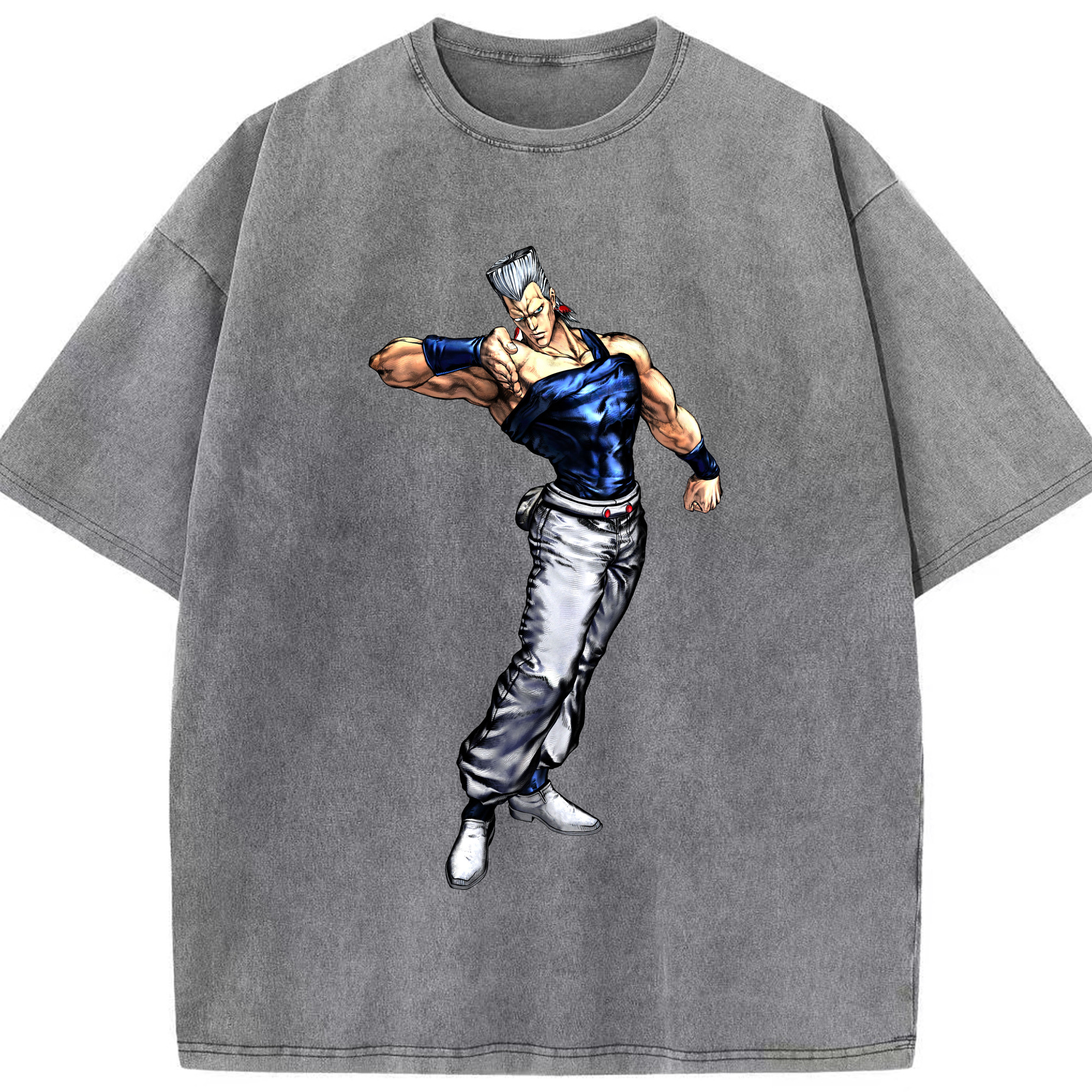 （画像用） ジョジョの奇妙な冒険 ジャン＝ピエール?ポルナレフ JoJo's Bizarre Adventure Jan Pierre Polnareff 綿100% ヴィンテージ風 半袖Tシャツ（フロントプリント）