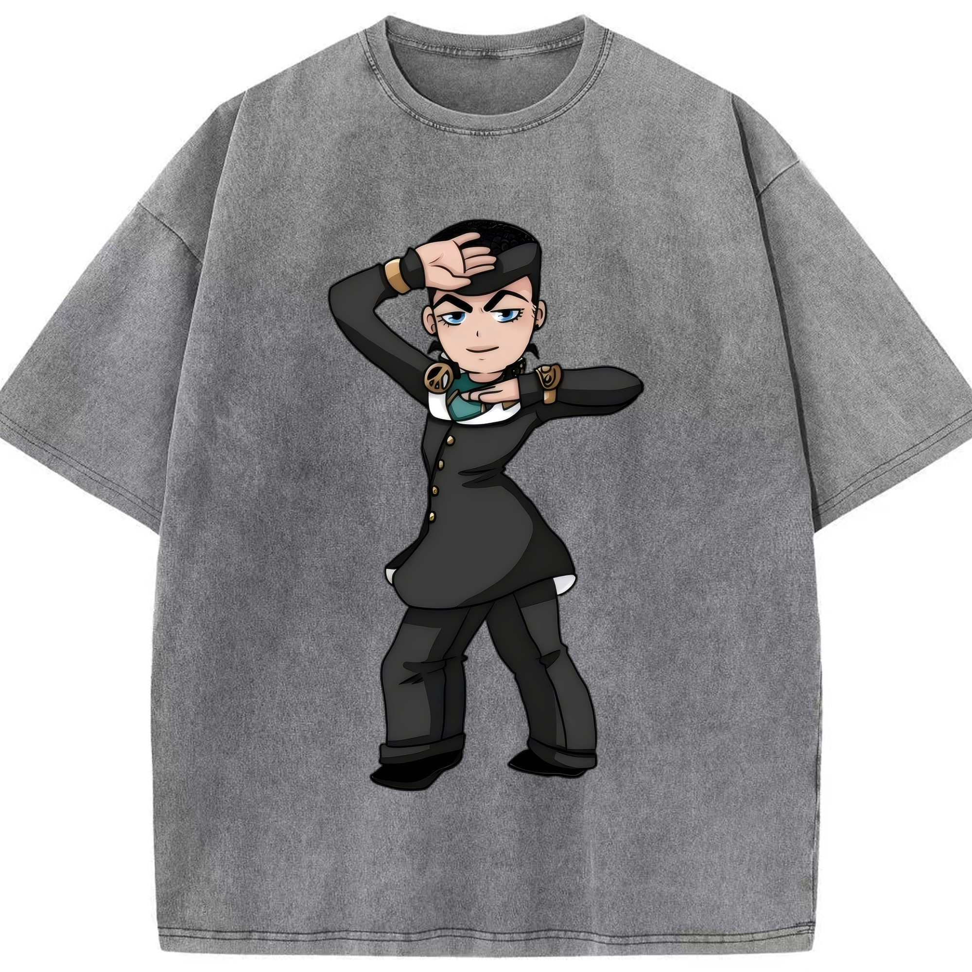 （画像用） ジョジョの奇妙な冒険 ひがしかた じょうすけ JoJo's Bizarre Adventure Higashikata Josuke 綿100% ヴィンテージ風 半袖Tシャツ（フロントプリント）