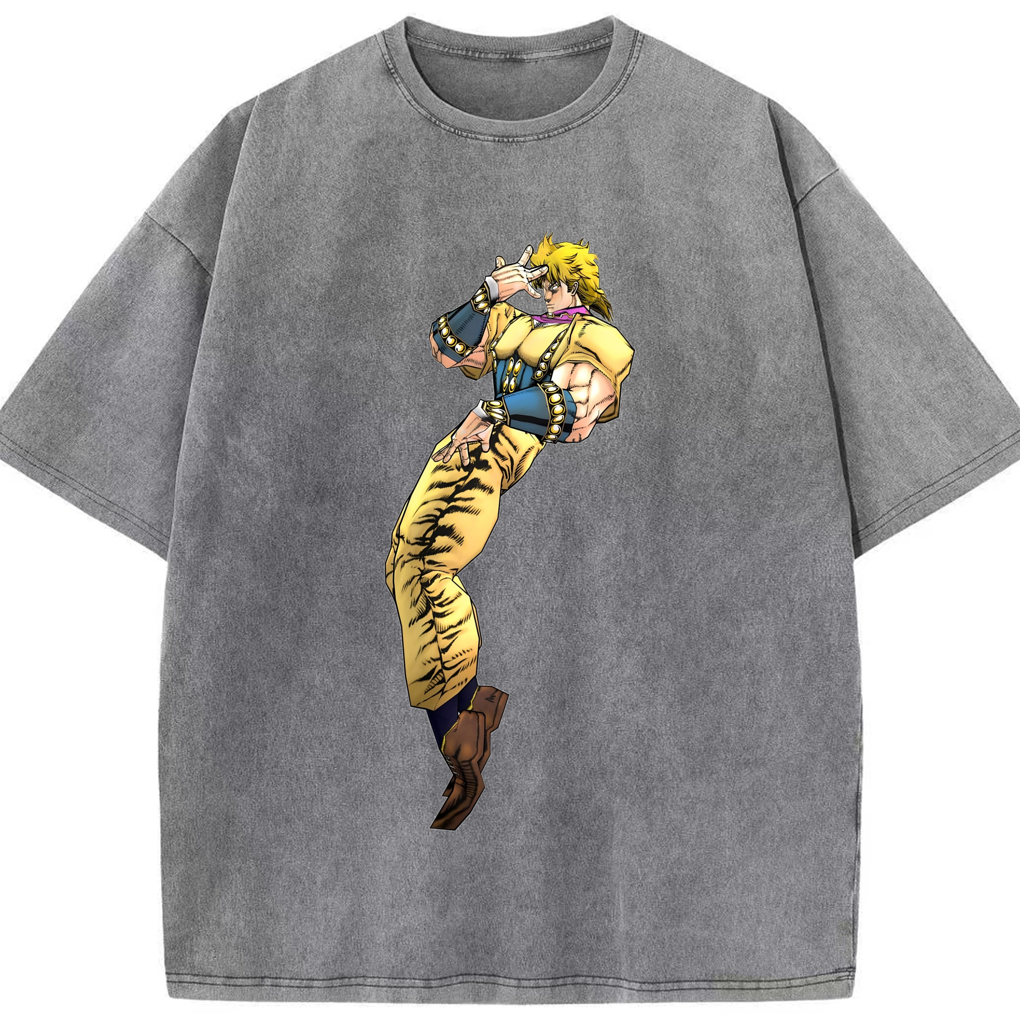 （画像用） ジョジョの奇妙な冒険 ディオ?ブランドー JoJo's Bizarre Adventure Dio Brando 綿100% ヴィンテージ風 半袖Tシャツ（フロントプリント）
