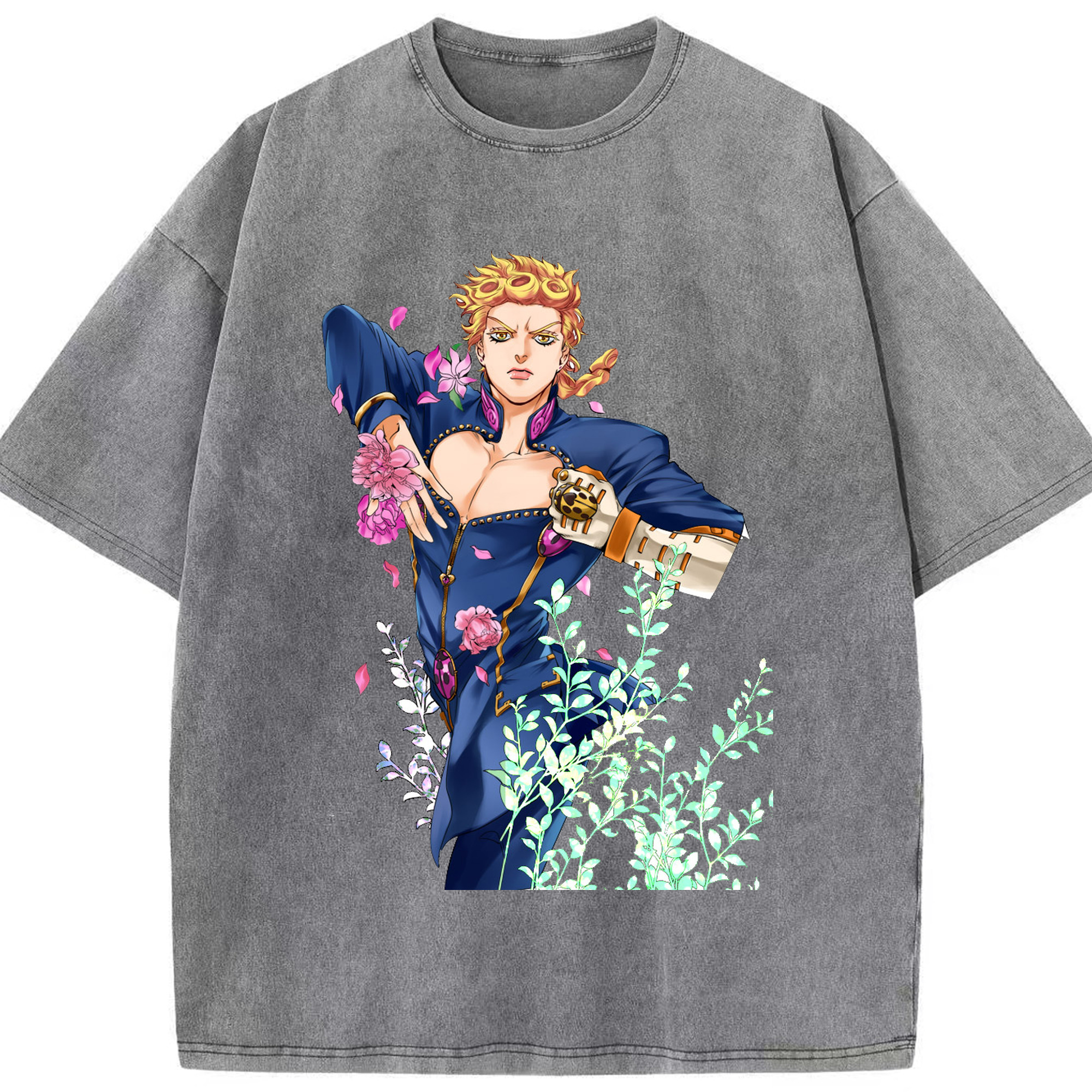（画像用） ジョジョの奇妙な冒険 ジョルノ?ジョバァーナ JoJo's Bizarre Adventure Giorno Giovanna 綿100% ヴィンテージ風 半袖Tシャツ（フロントプリント）
