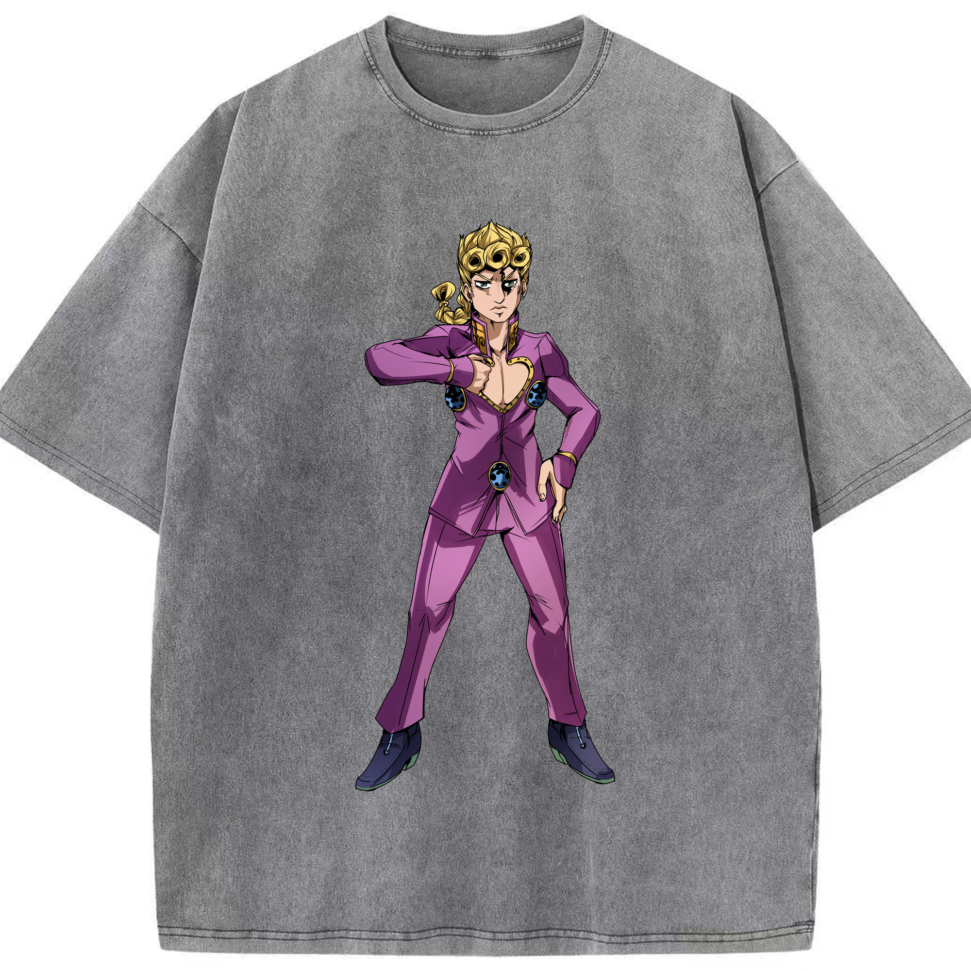 （画像用） ジョジョの奇妙な冒険 ジョルノ?ジョバァーナ JoJo's Bizarre Adventure Giorno Giovanna 綿100% ヴィンテージ風 半袖Tシャツ（フロントプリント）