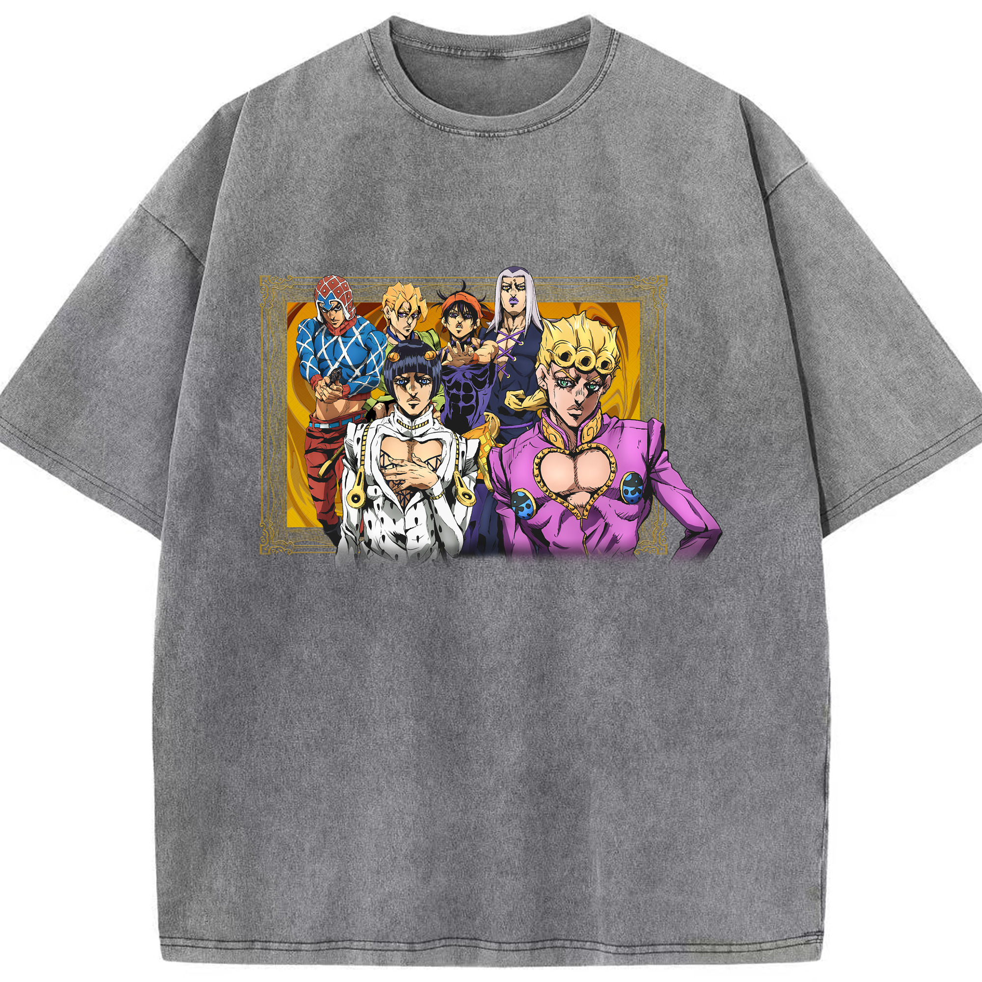 （画像用） ジョジョの奇妙な冒険 ジョルノ?ジョバァーナ JoJo's Bizarre Adventure Giorno Giovanna 綿100% ヴィンテージ風 半袖Tシャツ（フロントプリント）