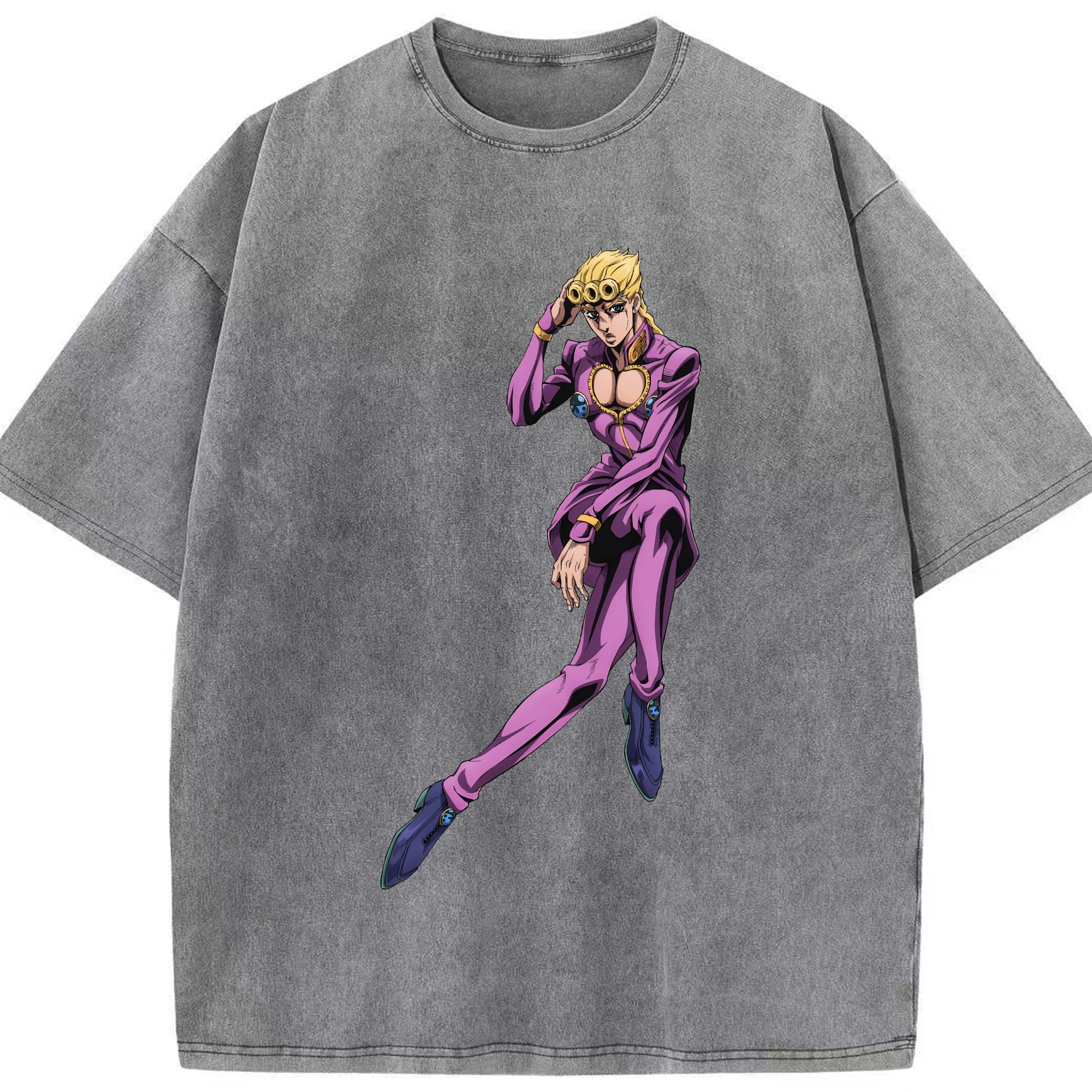 （画像用） ジョジョの奇妙な冒険 ジョルノ?ジョバァーナ JoJo's Bizarre Adventure Giorno Giovanna 綿100% ヴィンテージ風 半袖Tシャツ（フロントプリント）