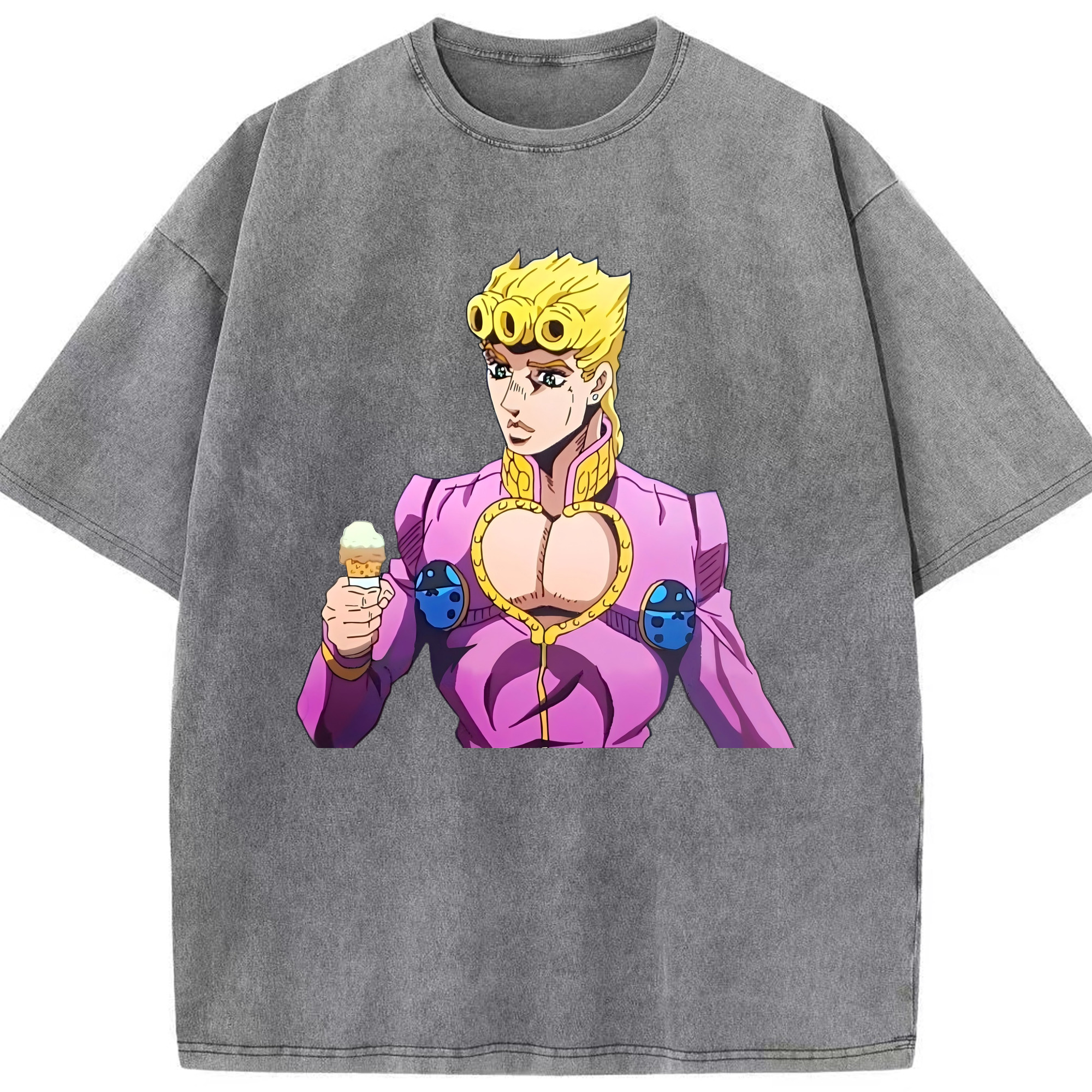 （画像用） ジョジョの奇妙な冒険 ジョルノ?ジョバァーナ JoJo's Bizarre Adventure Giorno Giovanna 綿100% ヴィンテージ風 半袖Tシャツ（フロントプリント）