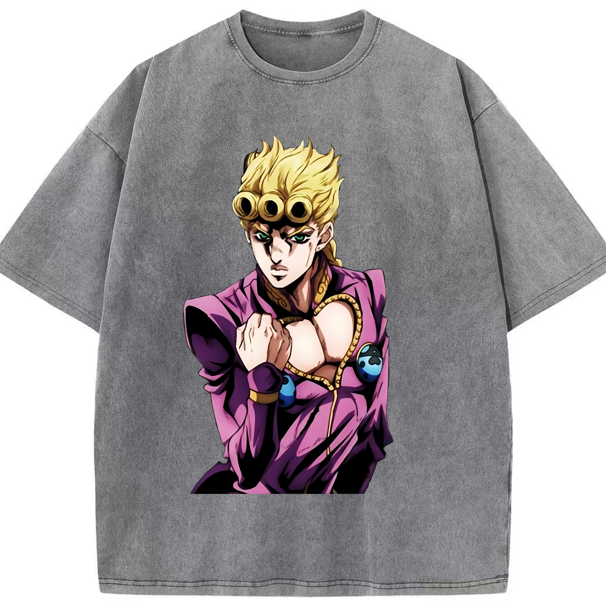 （画像用） ジョジョの奇妙な冒険 ジョルノ?ジョバァーナ JoJo's Bizarre Adventure Giorno Giovanna 綿100% ヴィンテージ風 半袖Tシャツ（フロントプリント）