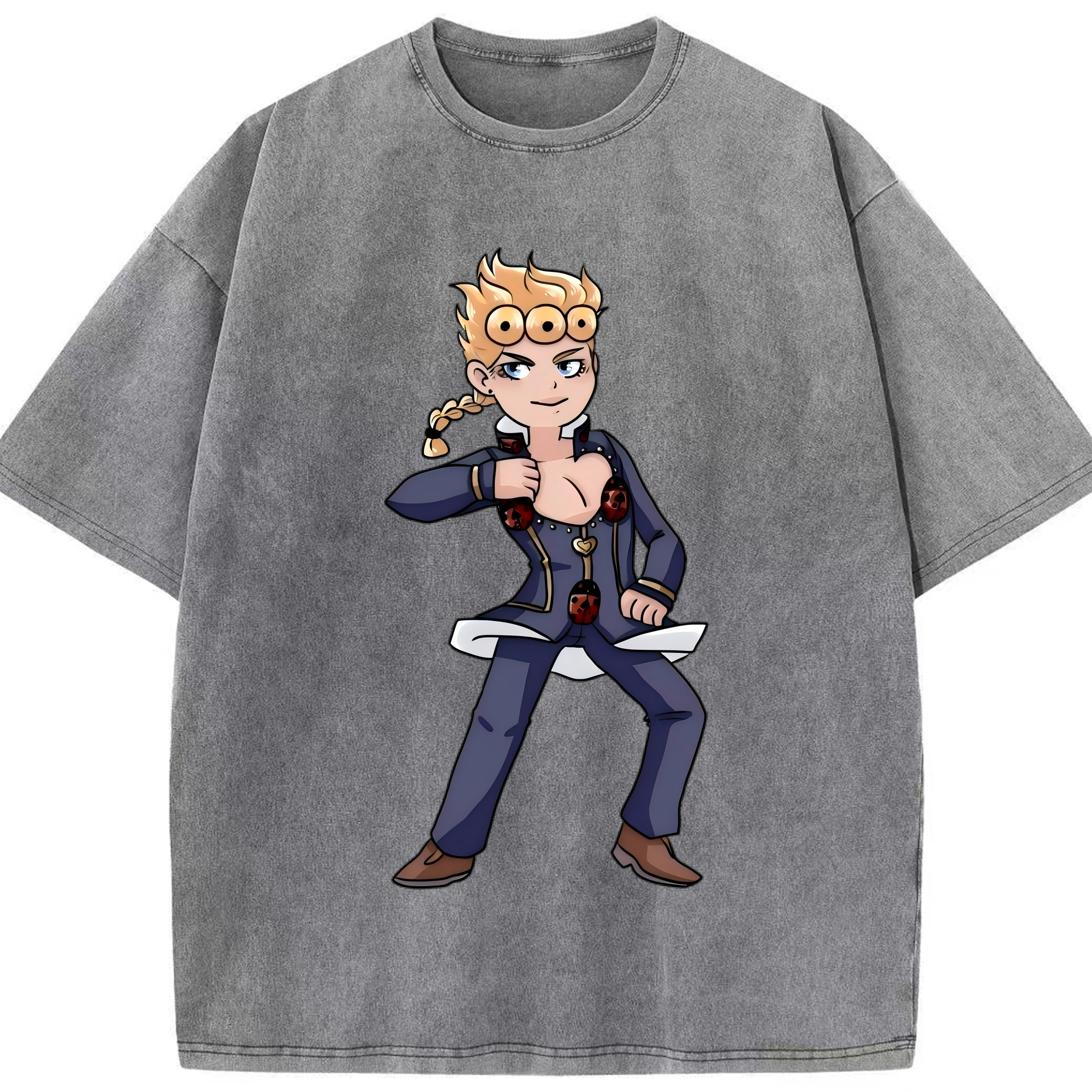 （画像用） ジョジョの奇妙な冒険 ジョルノ?ジョバァーナ JoJo's Bizarre Adventure Giorno Giovanna 綿100% ヴィンテージ風 半袖Tシャツ（フロントプリント）