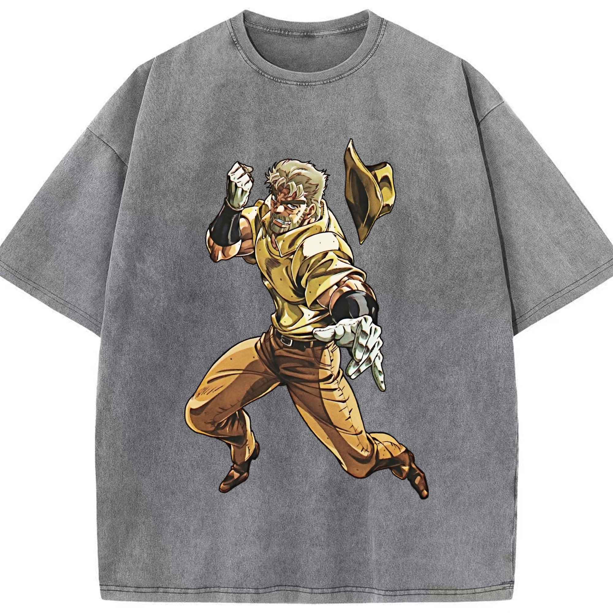 （画像用） ジョジョの奇妙な冒険 ジョセフ?ジョースター JoJo's Bizarre Adventure Joseph Joestar 綿100% ヴィンテージ風 半袖Tシャツ（フロントプリント）