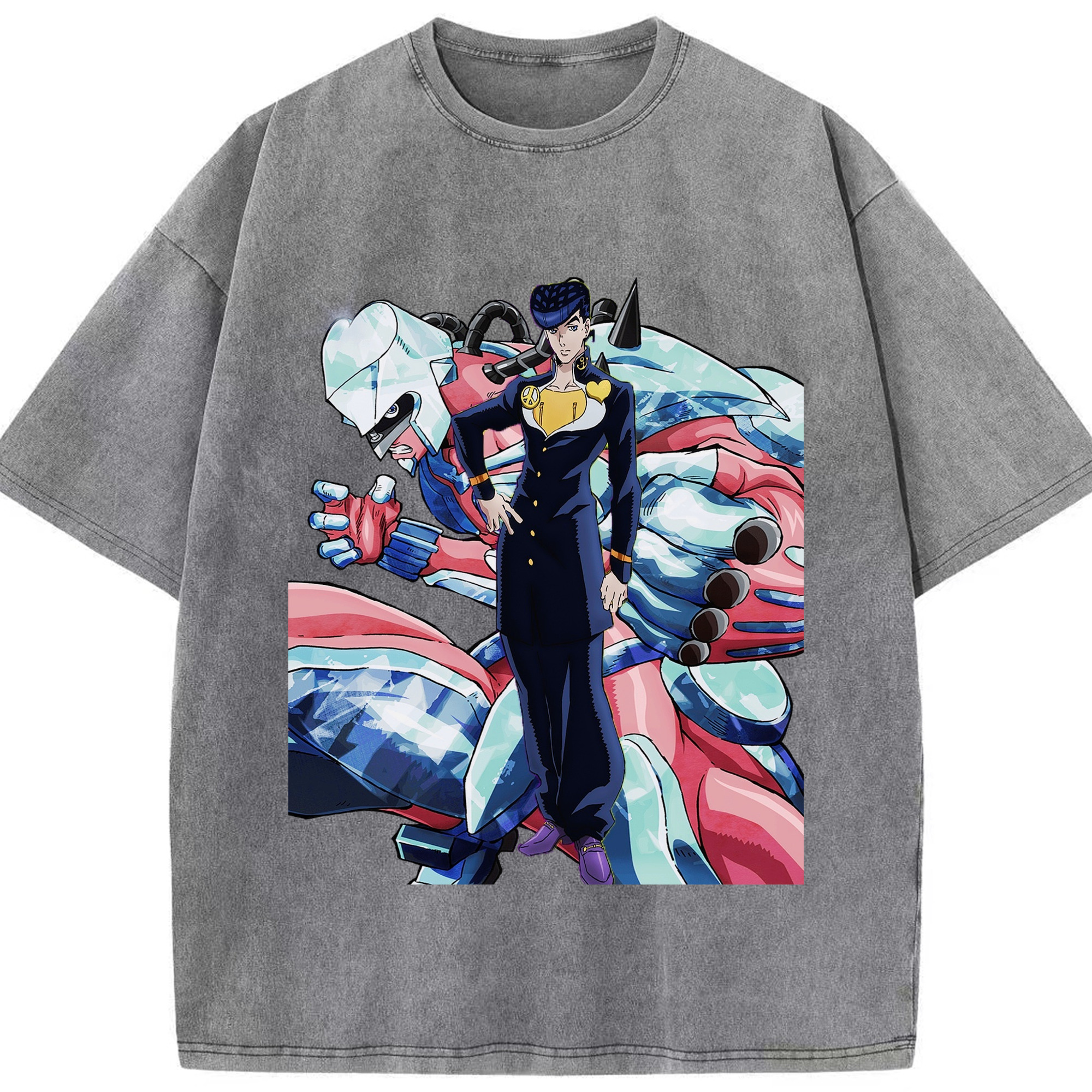 （画像用） ジョジョの奇妙な冒険 ひがしかた じょうすけ JoJo's Bizarre Adventure Higashikata Josuke 綿100% ヴィンテージ風 半袖Tシャツ（フロントプリント）