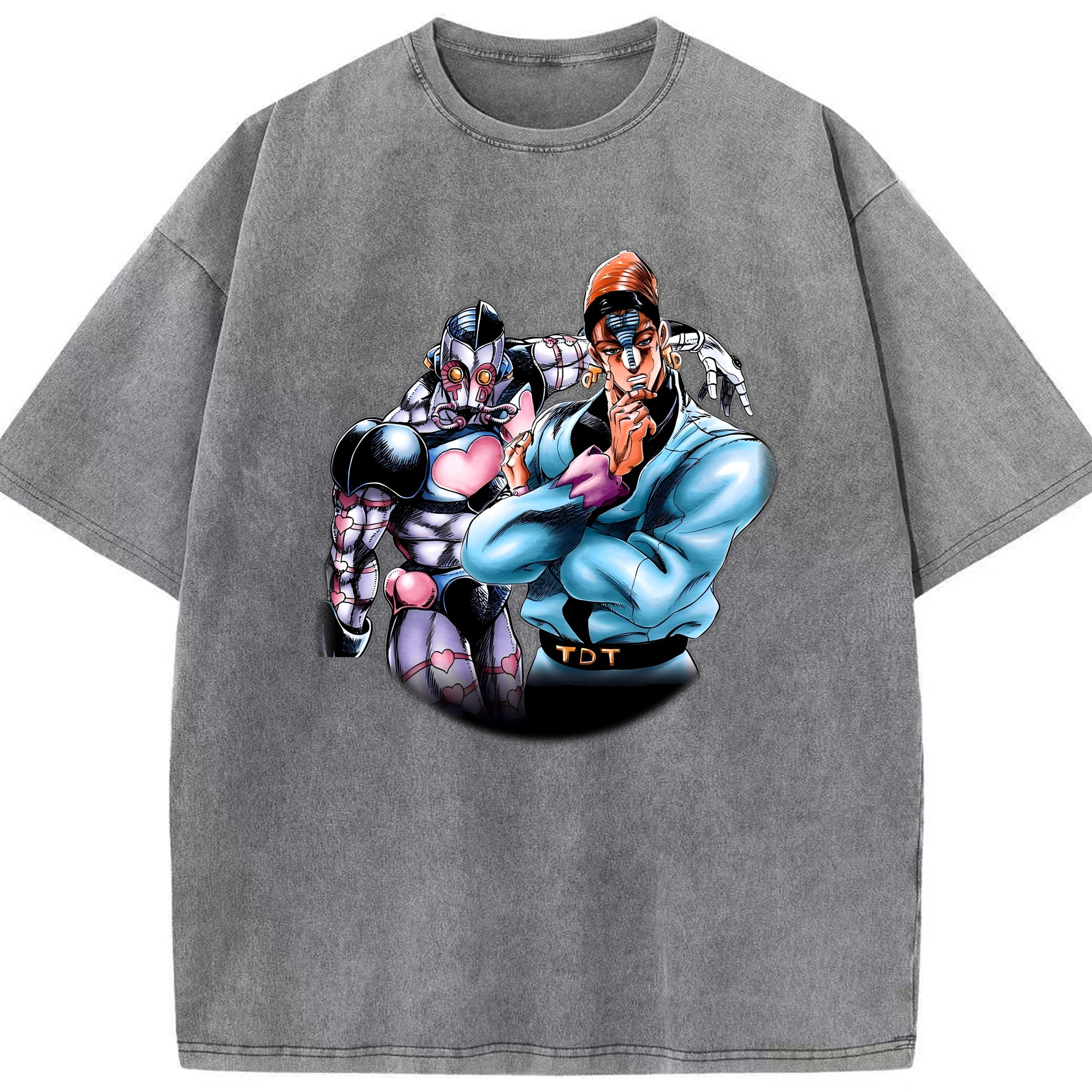 （画像用） ジョジョの奇妙な冒険 ひがしかた じょうすけ JoJo's Bizarre Adventure Higashikata Josuke 綿100% ヴィンテージ風 半袖Tシャツ（フロントプリント）