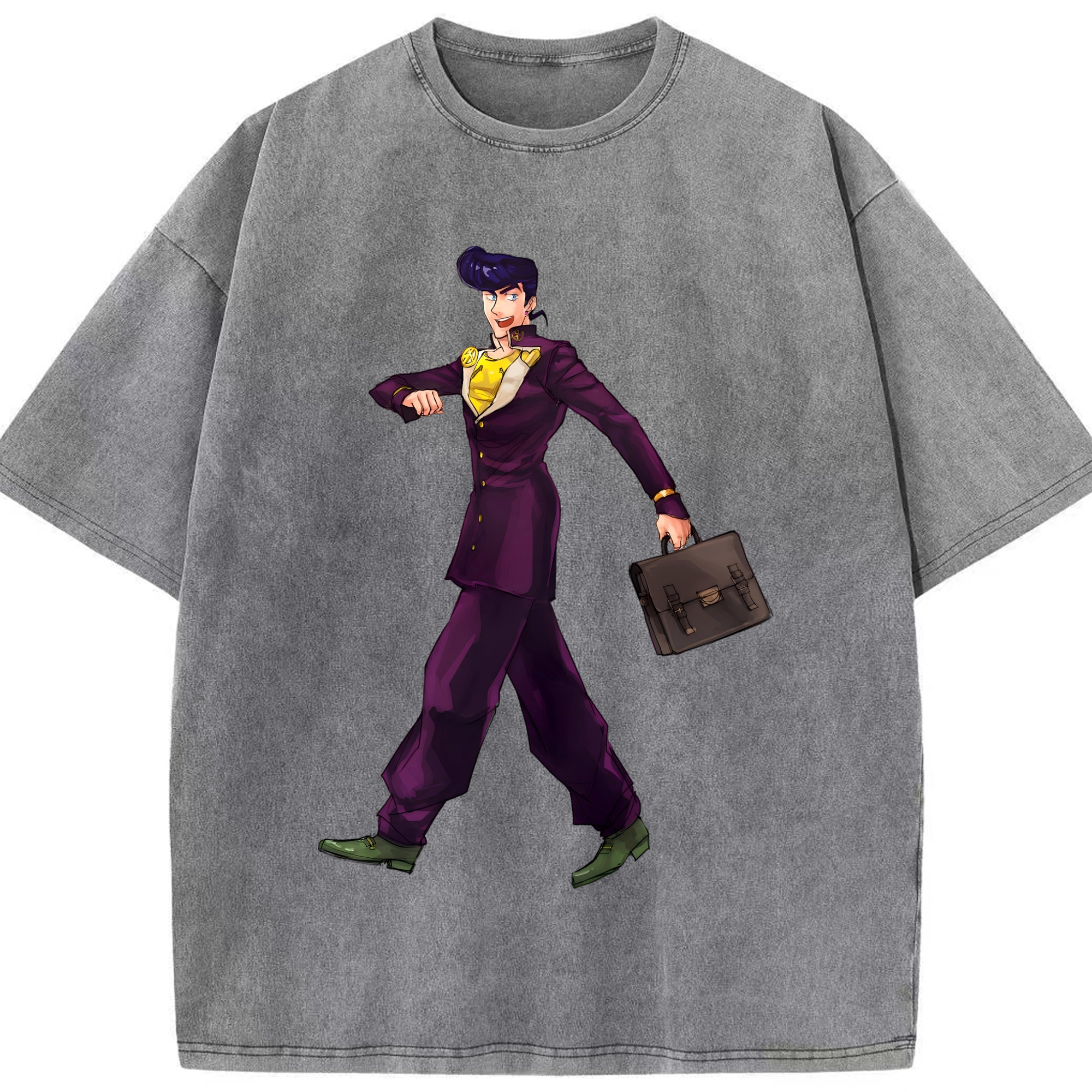 （画像用） ジョジョの奇妙な冒険 ひがしかた じょうすけ JoJo's Bizarre Adventure Higashikata Josuke 綿100% ヴィンテージ風 半袖Tシャツ（フロントプリント）