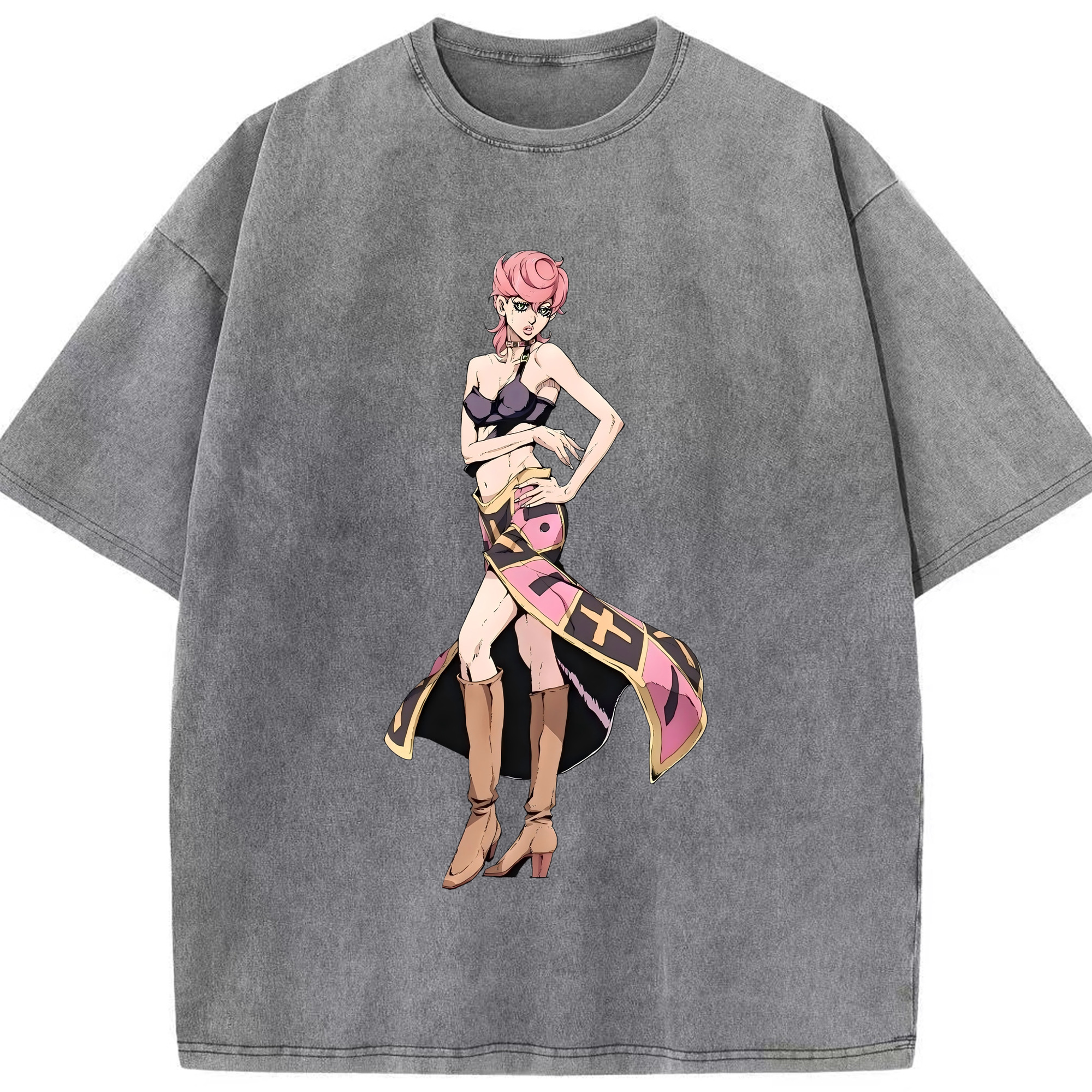 （画像用） ジョジョの奇妙な冒険 トリッシュ?ウナ JoJo's Bizarre Adventure Trish Una 綿100% ヴィンテージ風 半袖Tシャツ（フロントプリント）
