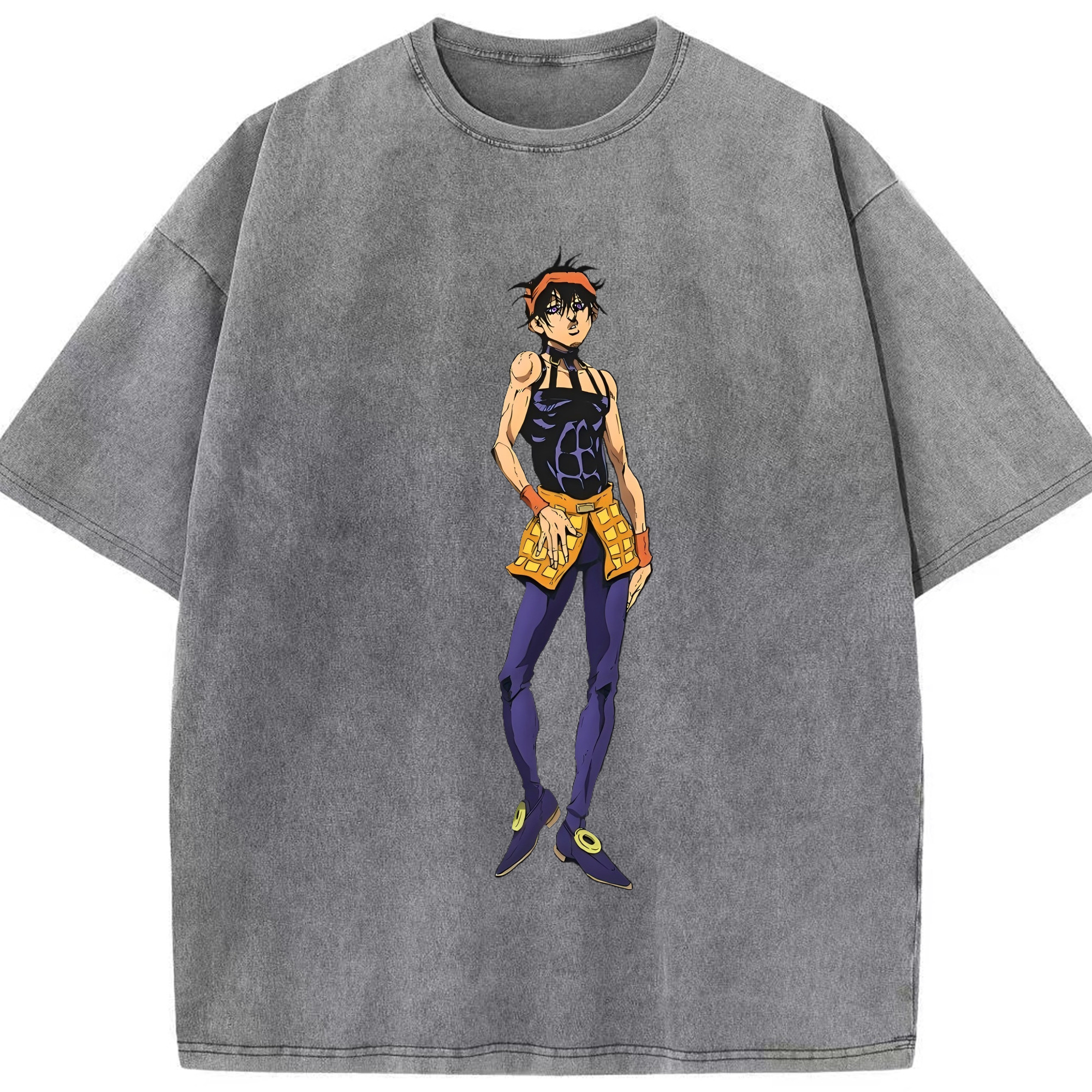 （画像用） ジョジョの奇妙な冒険 ナランチャ?ギルガ JoJo's Bizarre Adventure Narancia Ghirga 綿100% ヴィンテージ風 半袖Tシャツ（フロントプリント）