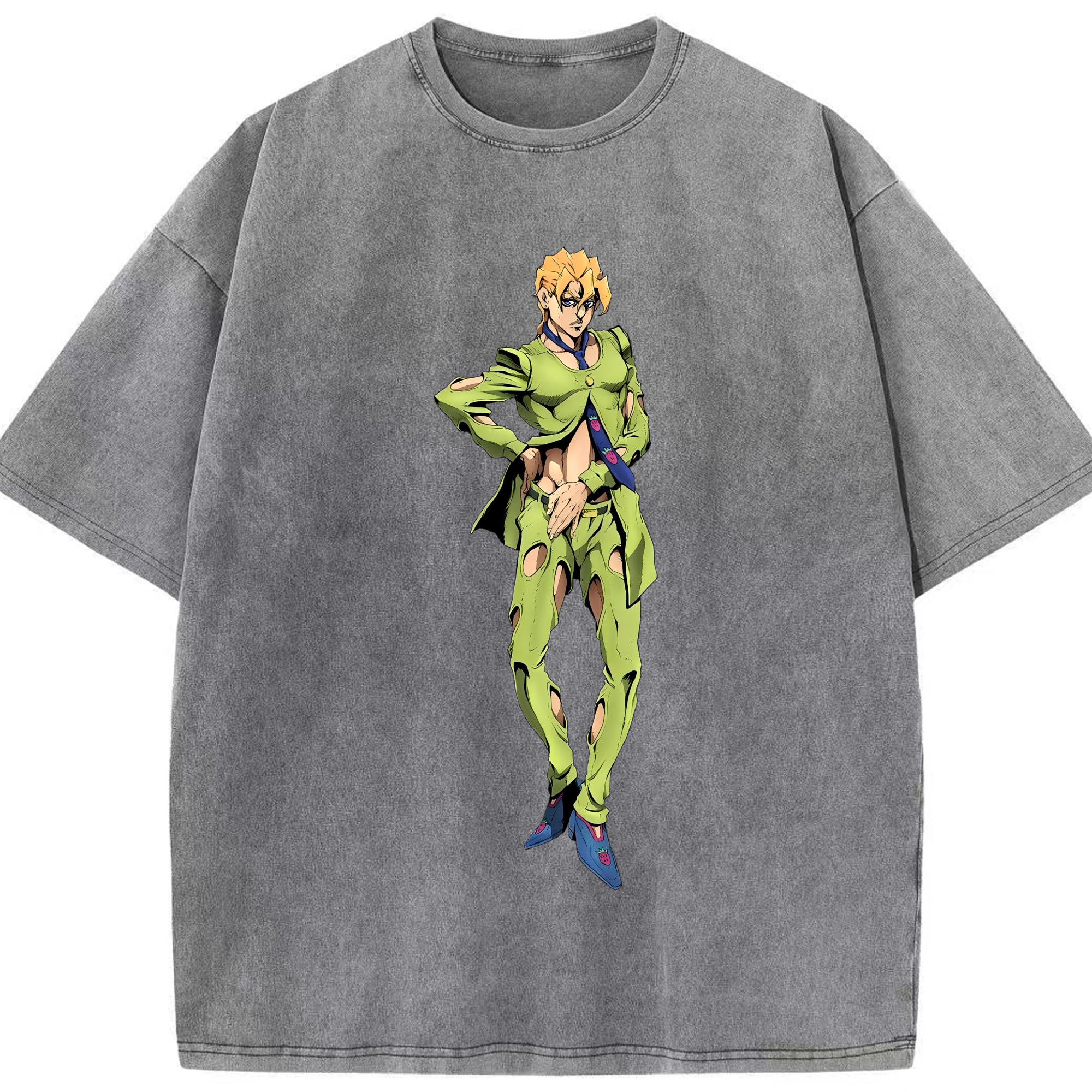 （画像用） ジョジョの奇妙な冒険 パンナコッタ?フー JoJo's Bizarre Adventure Pannacotta Fugo 綿100% ヴィンテージ風 半袖Tシャツ（フロントプリント）