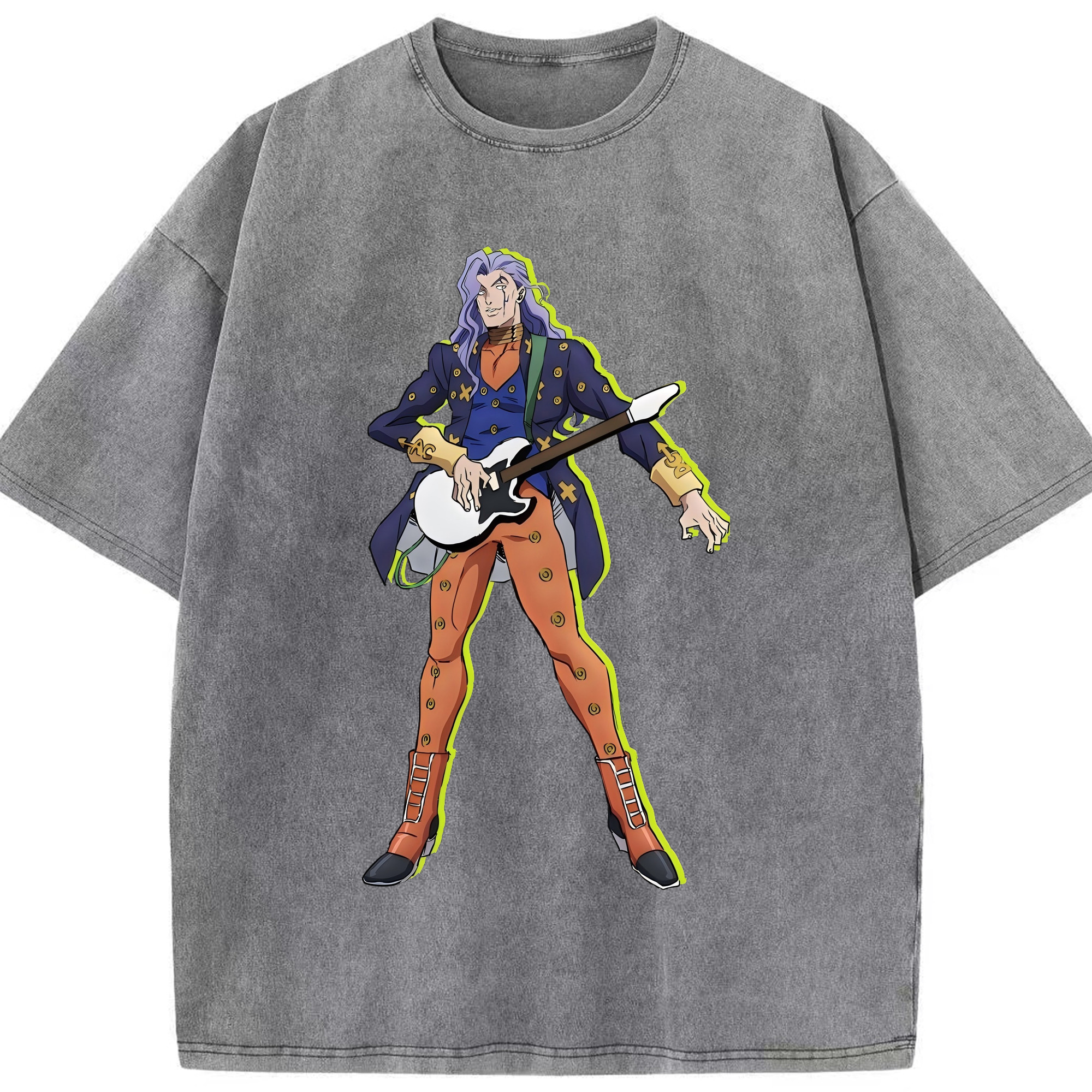 （画像用） ジョジョの奇妙な冒険 おといし あきら JoJo's Bizarre Adventure Akira Otoishi 綿100% ヴィンテージ風 半袖Tシャツ（フロントプリント）