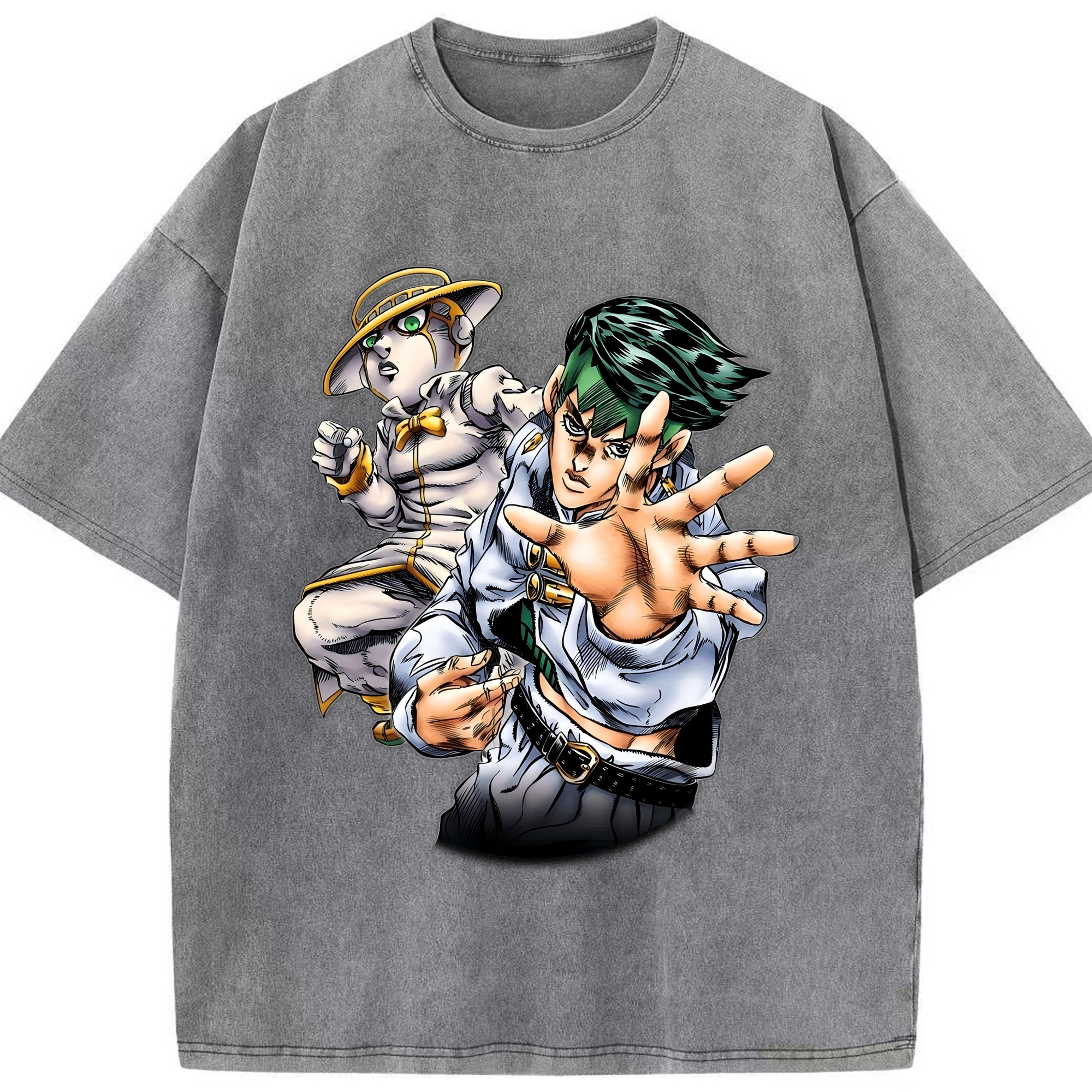 （画像用） ジョジョの奇妙な冒険 岸辺 露伴（きしべ ろはん） JoJo's Bizarre Adventure Rohan Kishibe 綿100% ヴィンテージ風 半袖Tシャツ（フロントプリント）