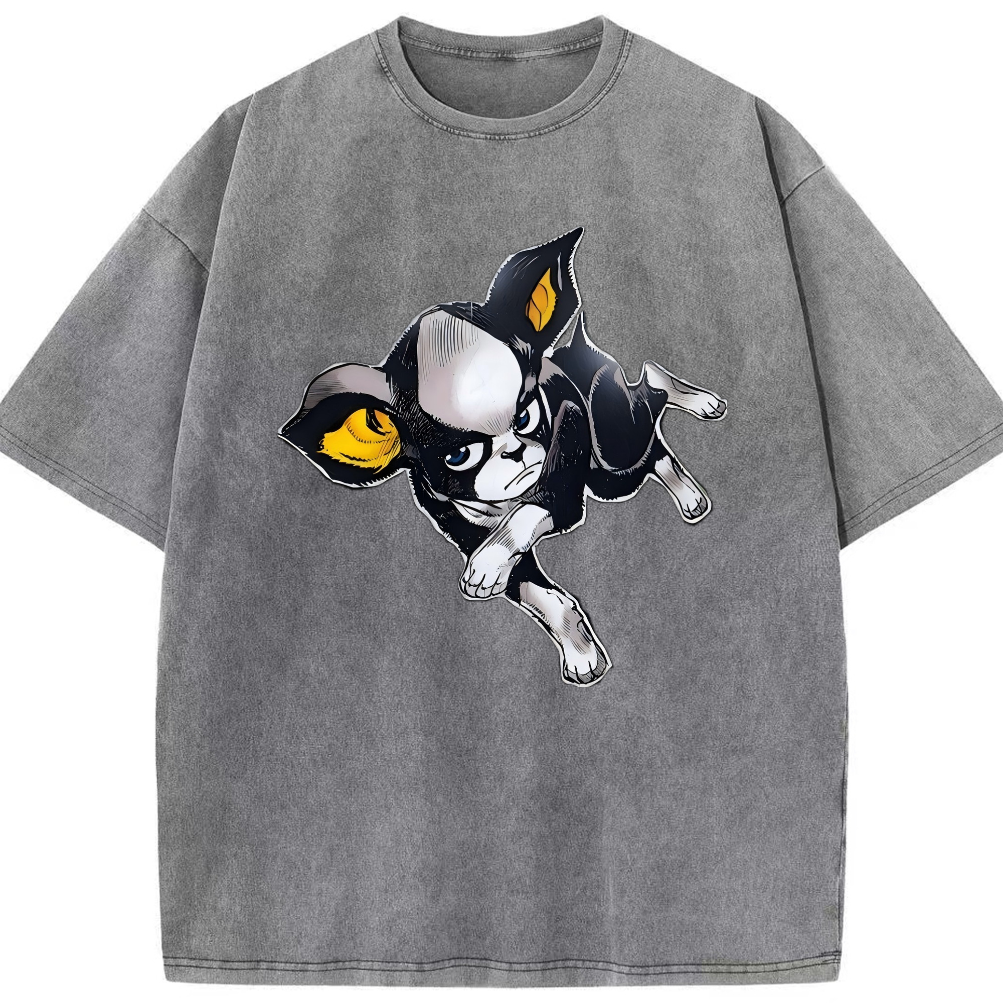 （画像用） ジョジョの奇妙な冒険 イギー JoJo's Bizarre Adventure Iggy 綿100% ヴィンテージ風 半袖Tシャツ（フロントプリント）