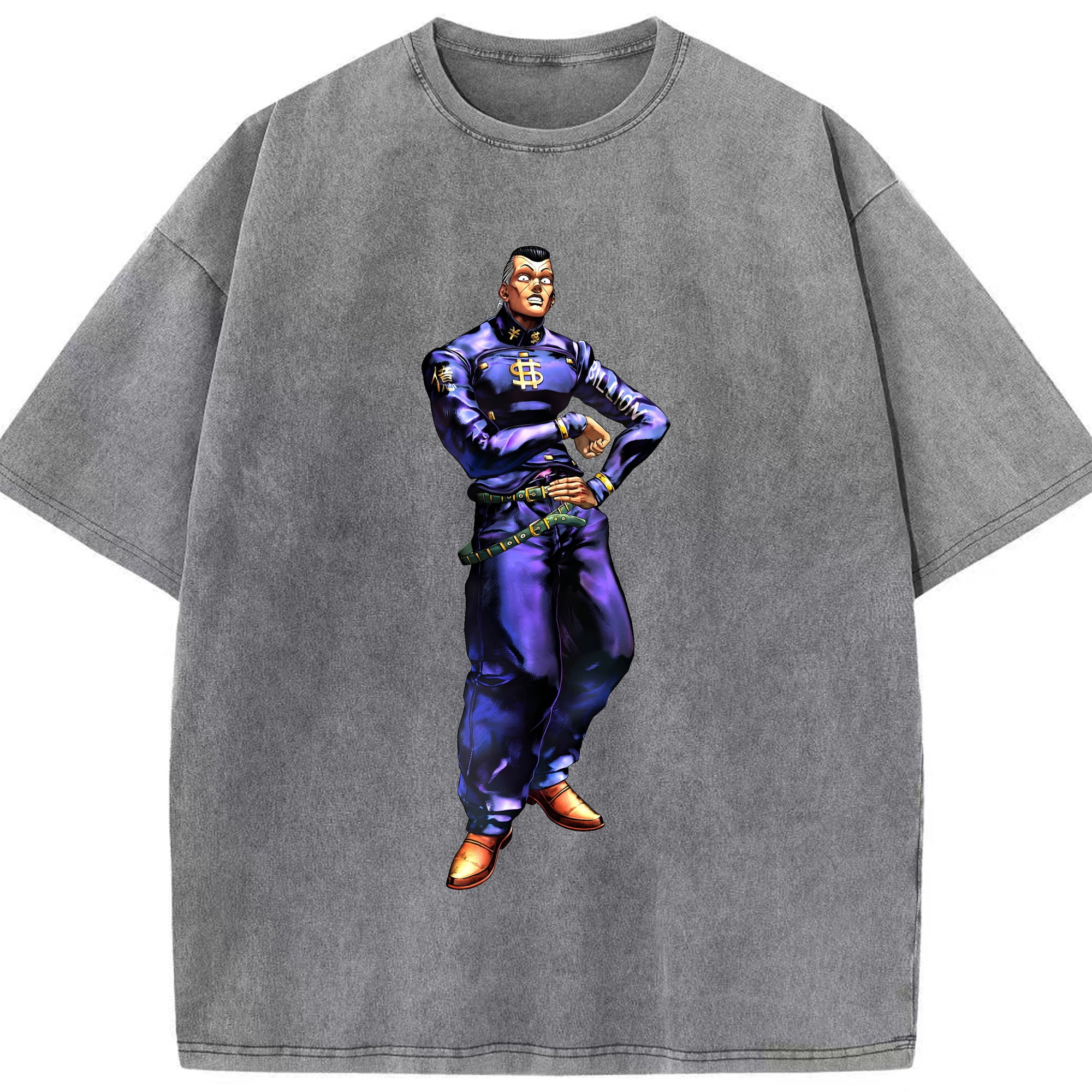 （画像用） ジョジョの奇妙な冒険 虹村億泰 にじむら おくやす JoJo's Bizarre Adventure Nijimura Okuyasu 綿100% ヴィンテージ風 半袖Tシャツ（フロントプリント）