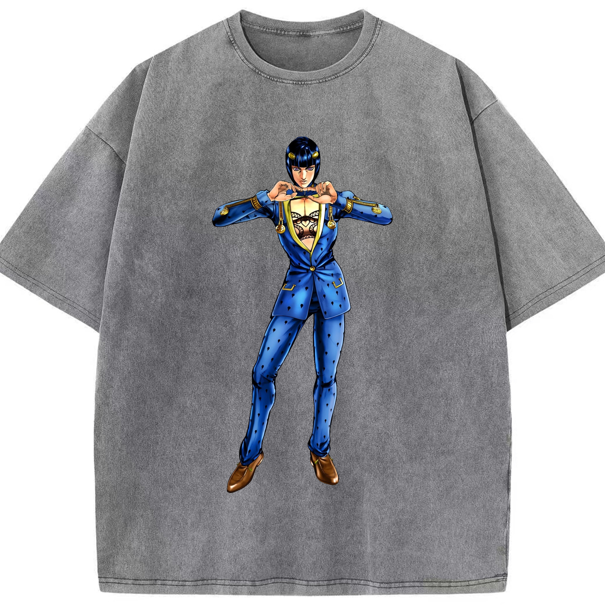 （画像用） ジョジョの奇妙な冒険 ブローノ?ブチャラティ JoJo's Bizarre Adventure Bruno Bucciarati 綿100% ヴィンテージ風 半袖Tシャツ（フロントプリント）