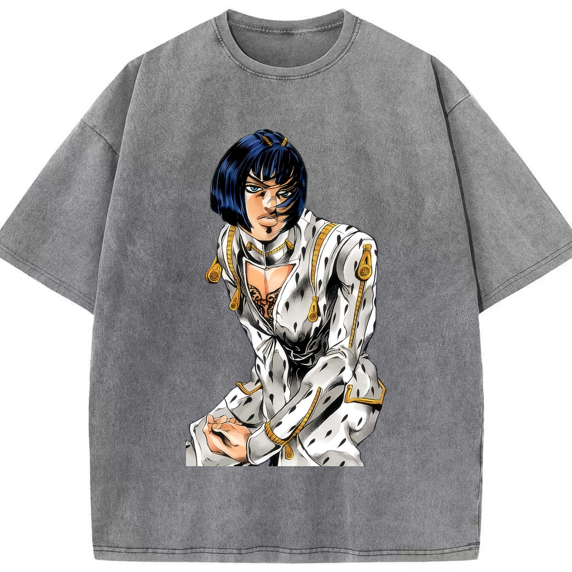 （画像用） ジョジョの奇妙な冒険 ブローノ?ブチャラティ JoJo's Bizarre Adventure Bruno Bucciarati 綿100% ヴィンテージ風 半袖Tシャツ（フロントプリント）
