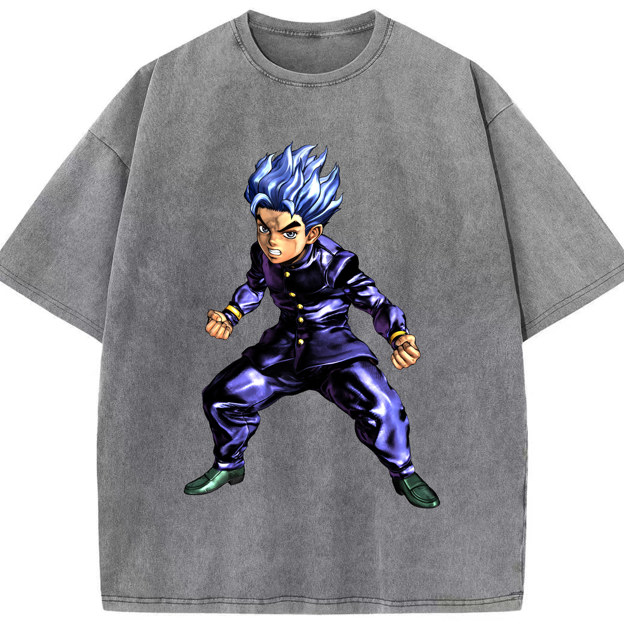 （画像用） ジョジョの奇妙な冒険 広瀨康一 JoJo's Bizarre Adventure Hirose Koichi 綿100% ヴィンテージ風 半袖Tシャツ（フロントプリント）